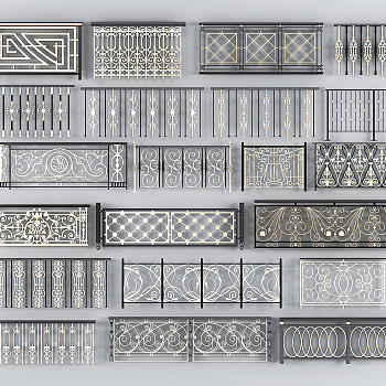 欧式法式雕花护栏,栏杆,扶手3d模型下载