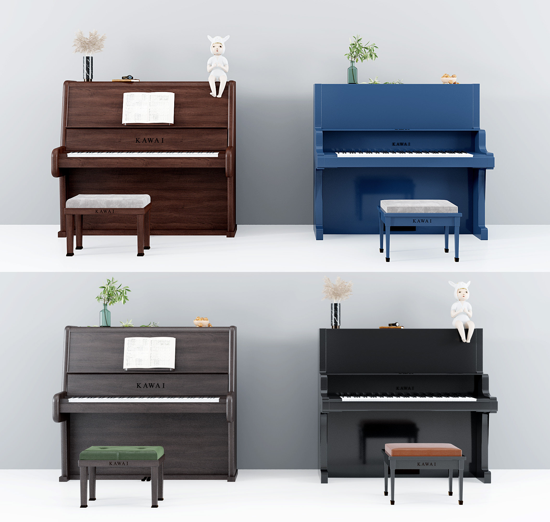 现代钢琴,乐器,钢琴3d模型下载