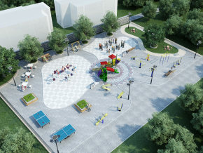 小区现代广场,公园3d模型下载