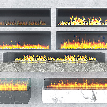 现代装饰壁炉组合3d模型下载