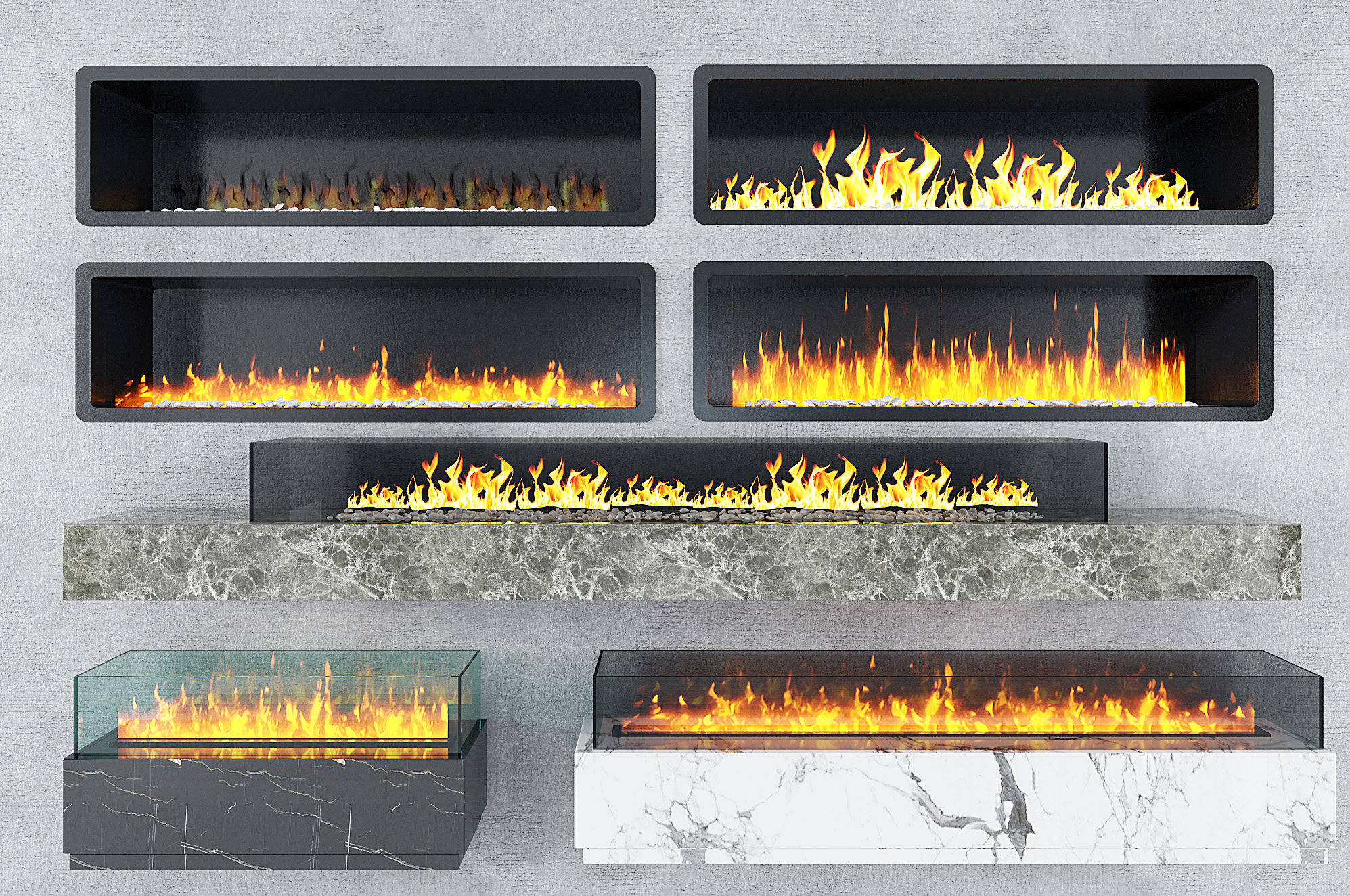 现代装饰壁炉组合3d模型下载