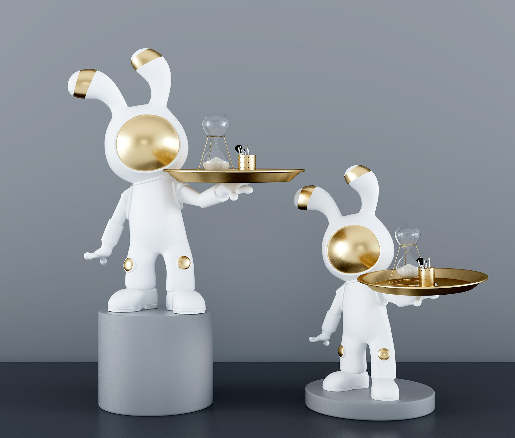 现代兔子雕塑摆件3d模型下载