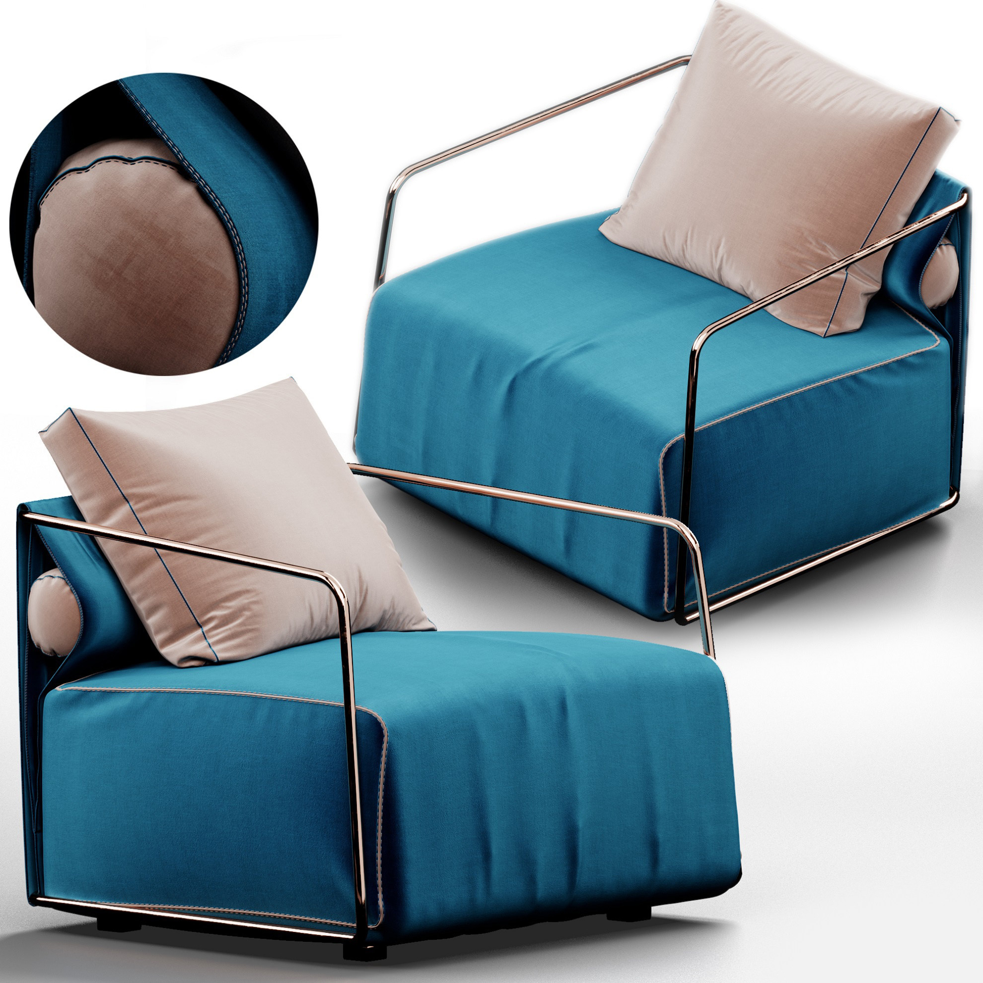 现代布艺单人沙发3d模型下载