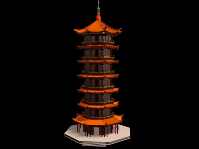 中式古建宝塔3d模型下载