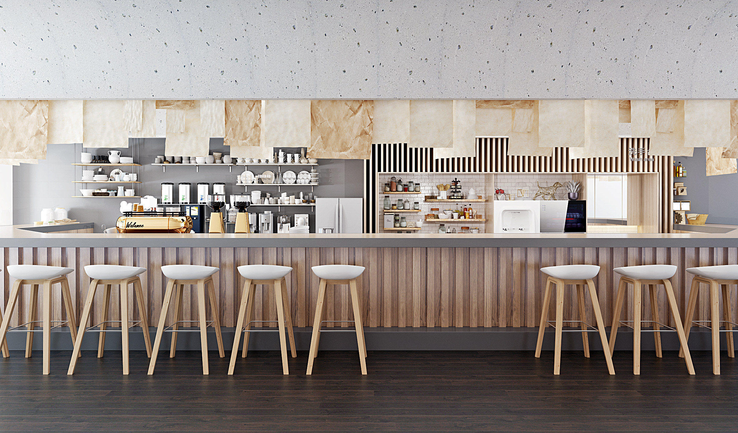 现代咖啡厅,吧台,3d模型下载