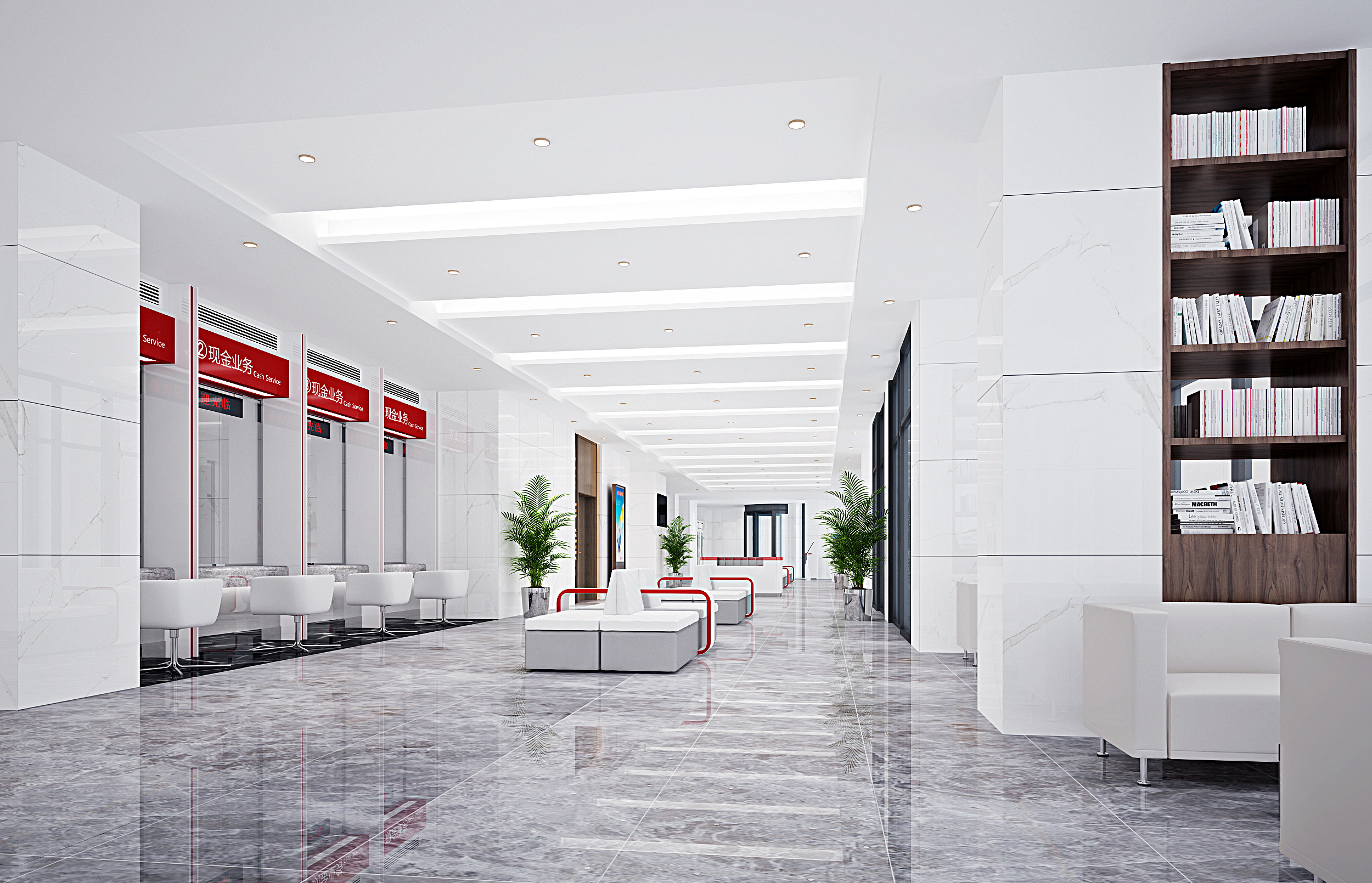 现代银行服务大厅3d模型下载