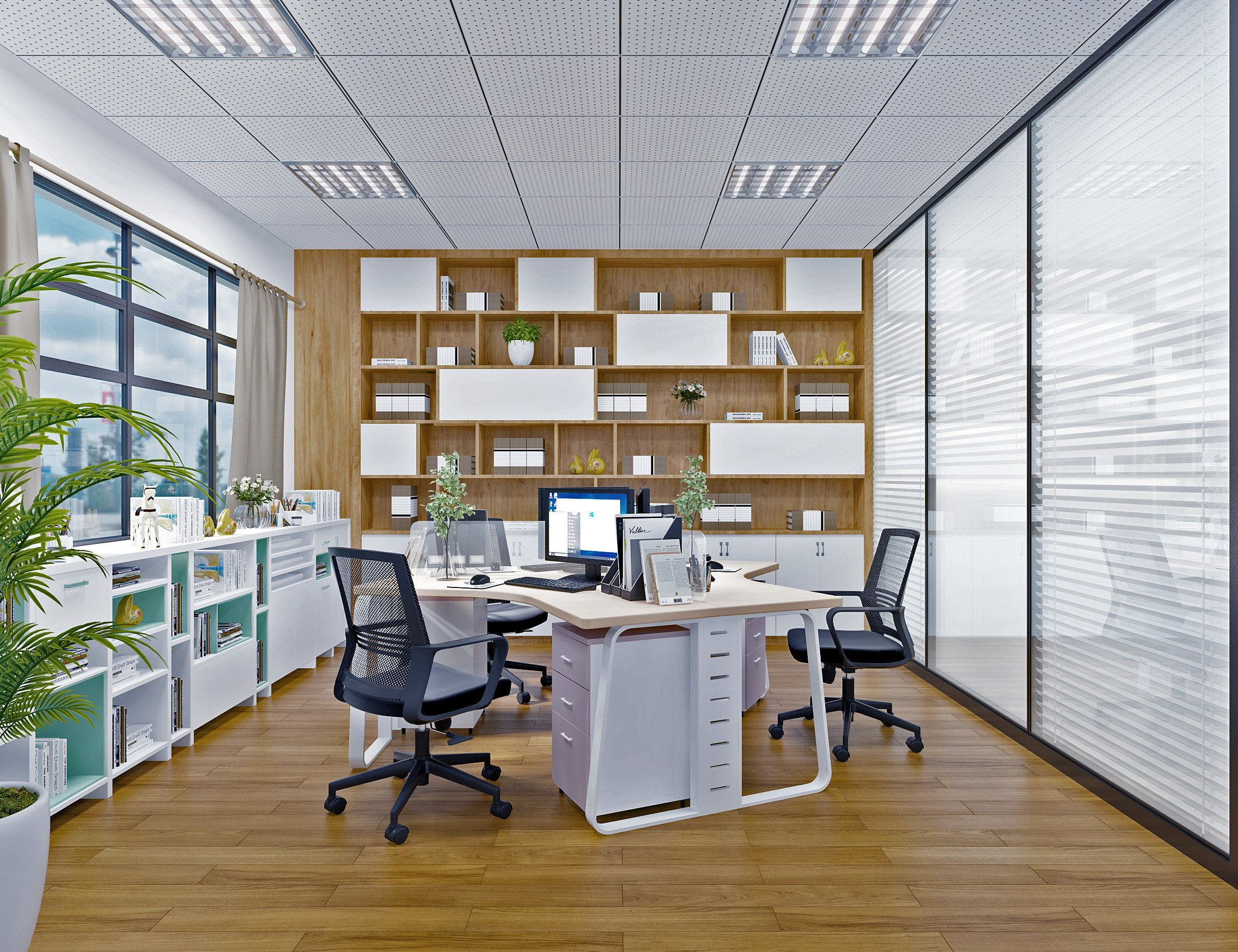 现代敞开式办公室,3d模型下载