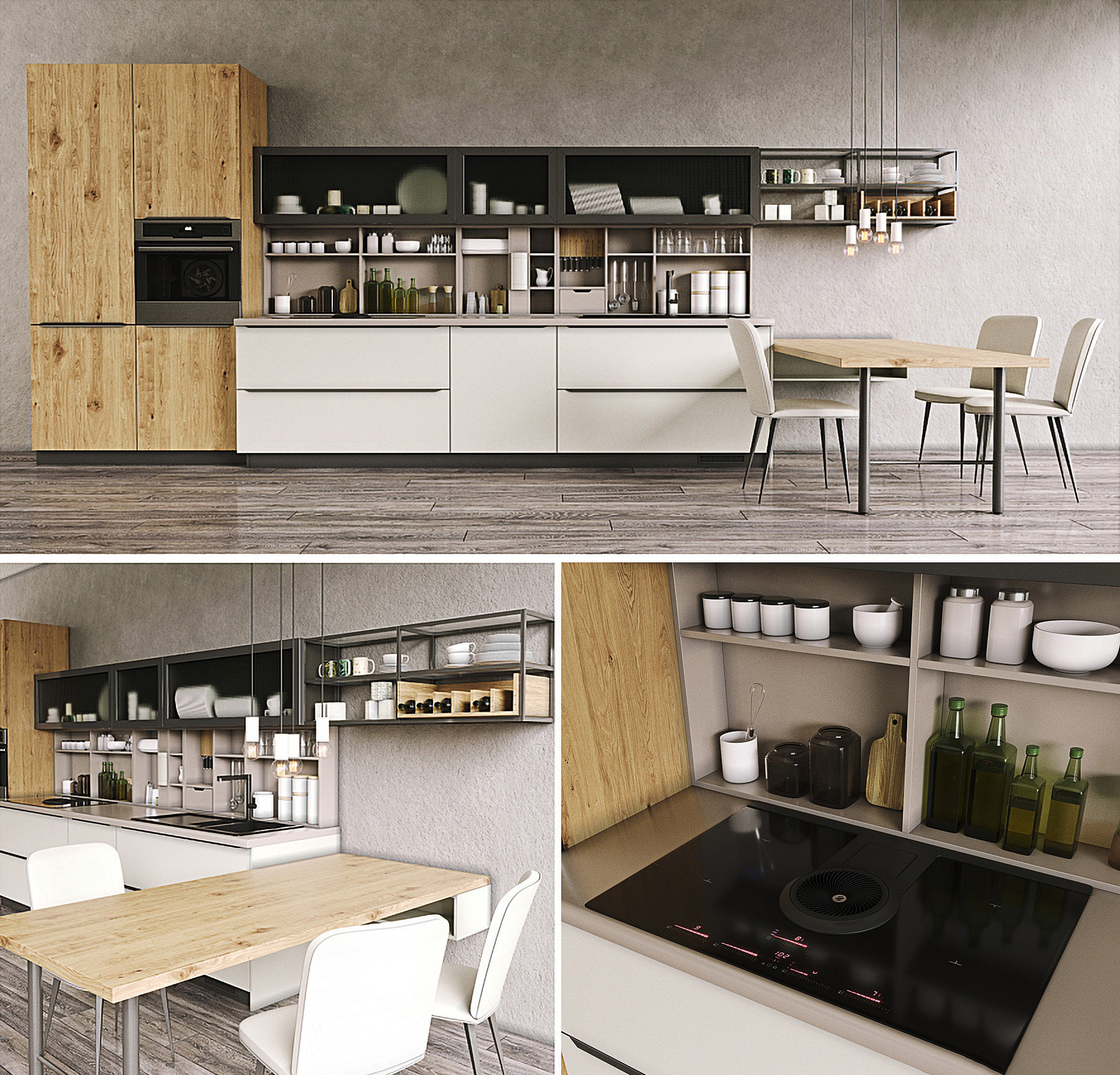 现代橱柜厨房用品组合3d模型下载