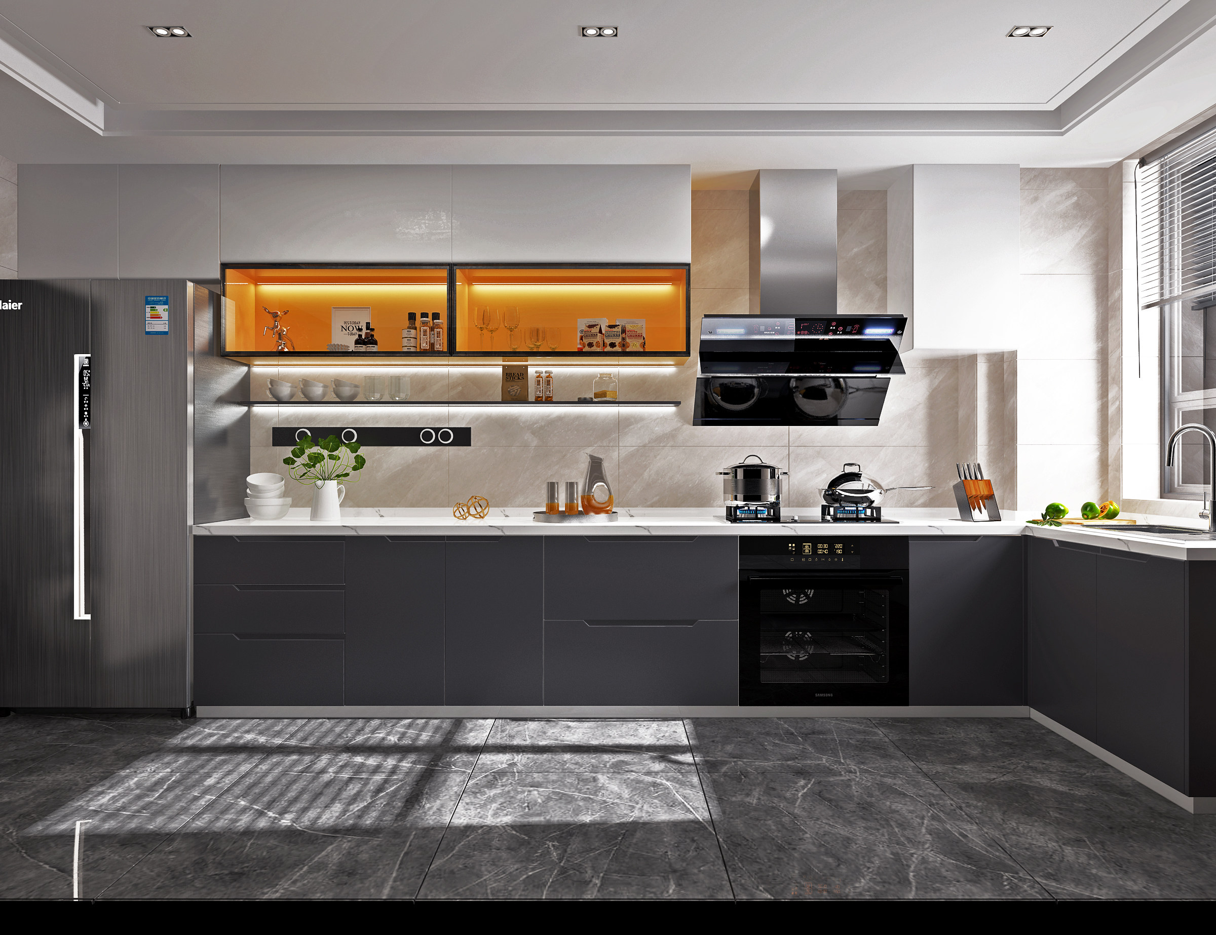 现代轻奢厨房3d模型下载