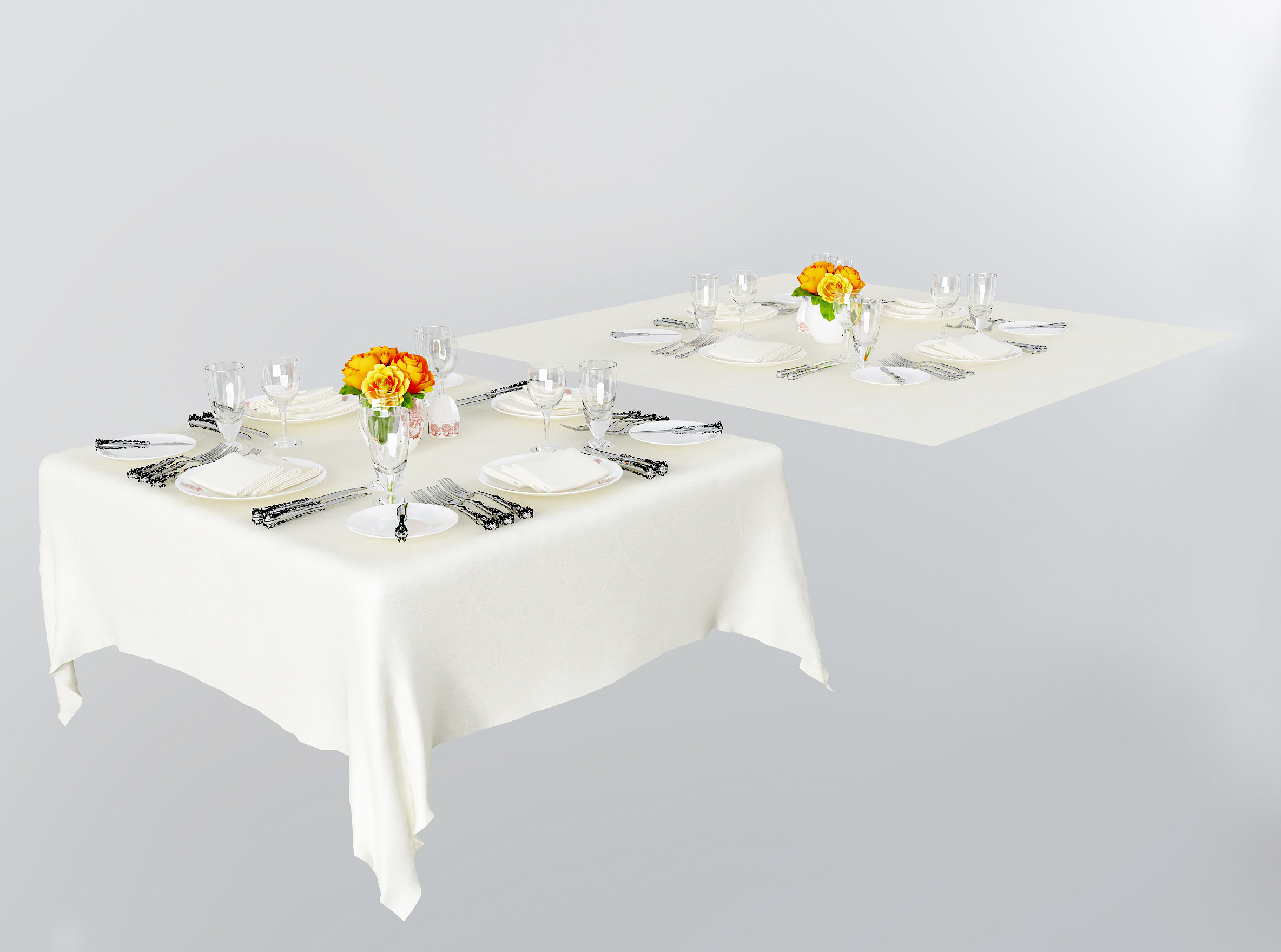 现代餐具组合3d模型下载