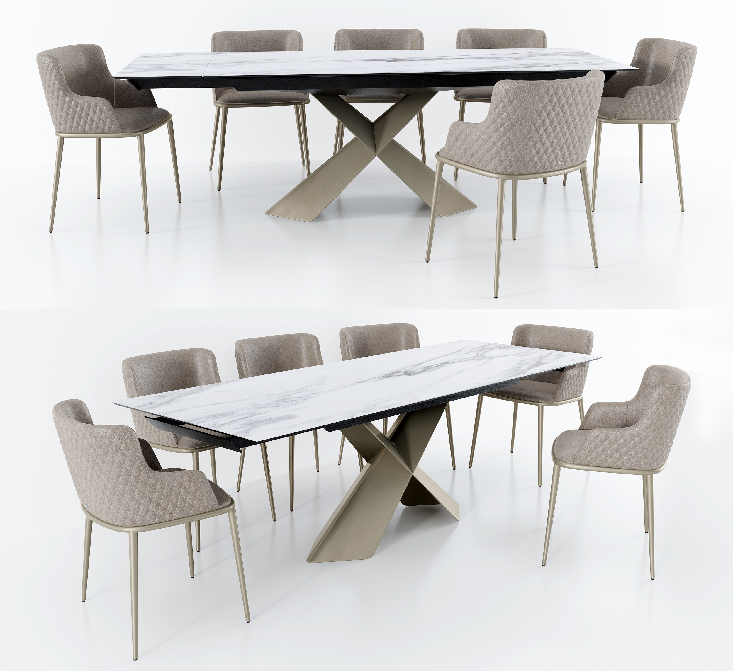 意大利 cattelan 现代餐桌椅组合3d模型下载