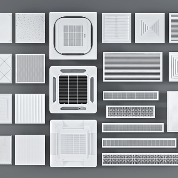 现代中央空调,出风口,排风扇,铝扣板 3d模型下载