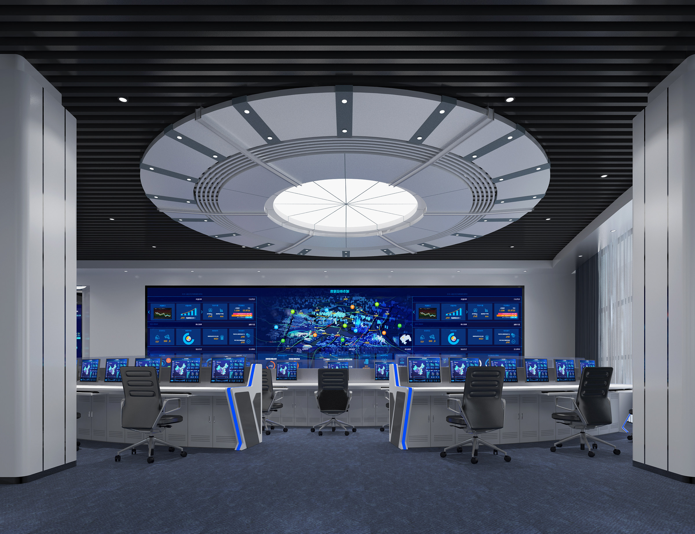 现代指挥中心监控室,3d模型下载