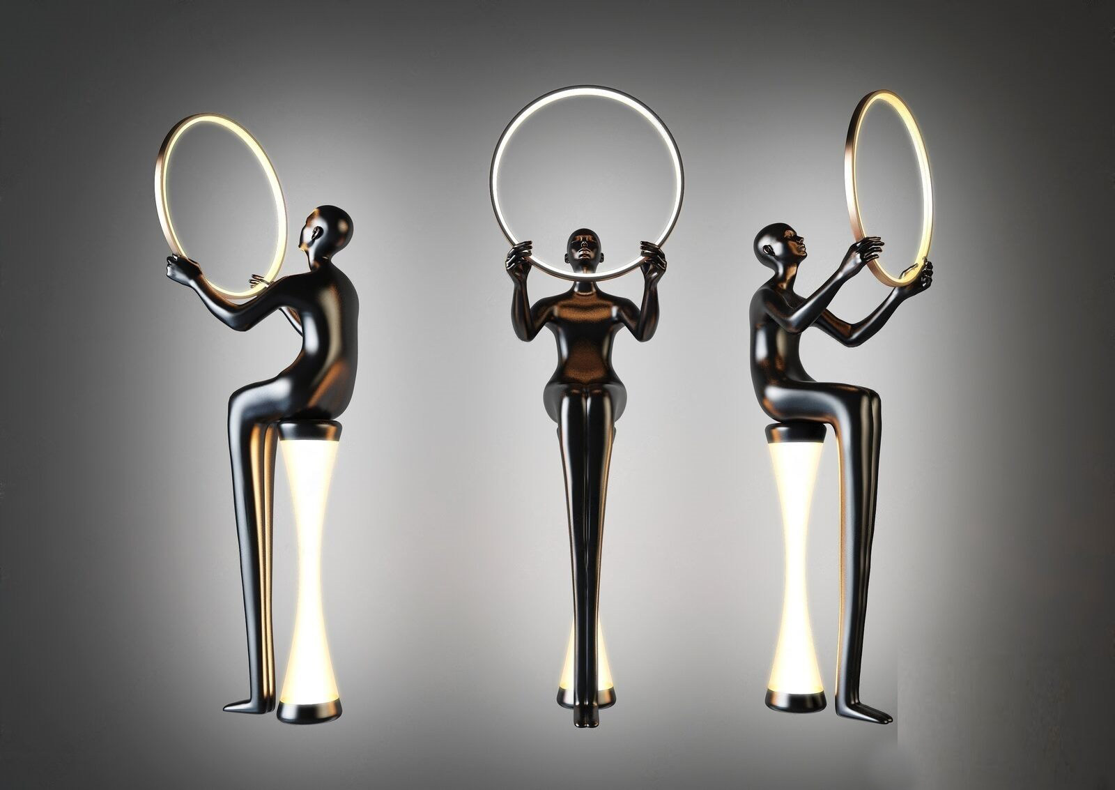 10现代艺术人物雕塑落地灯3d模型下载
