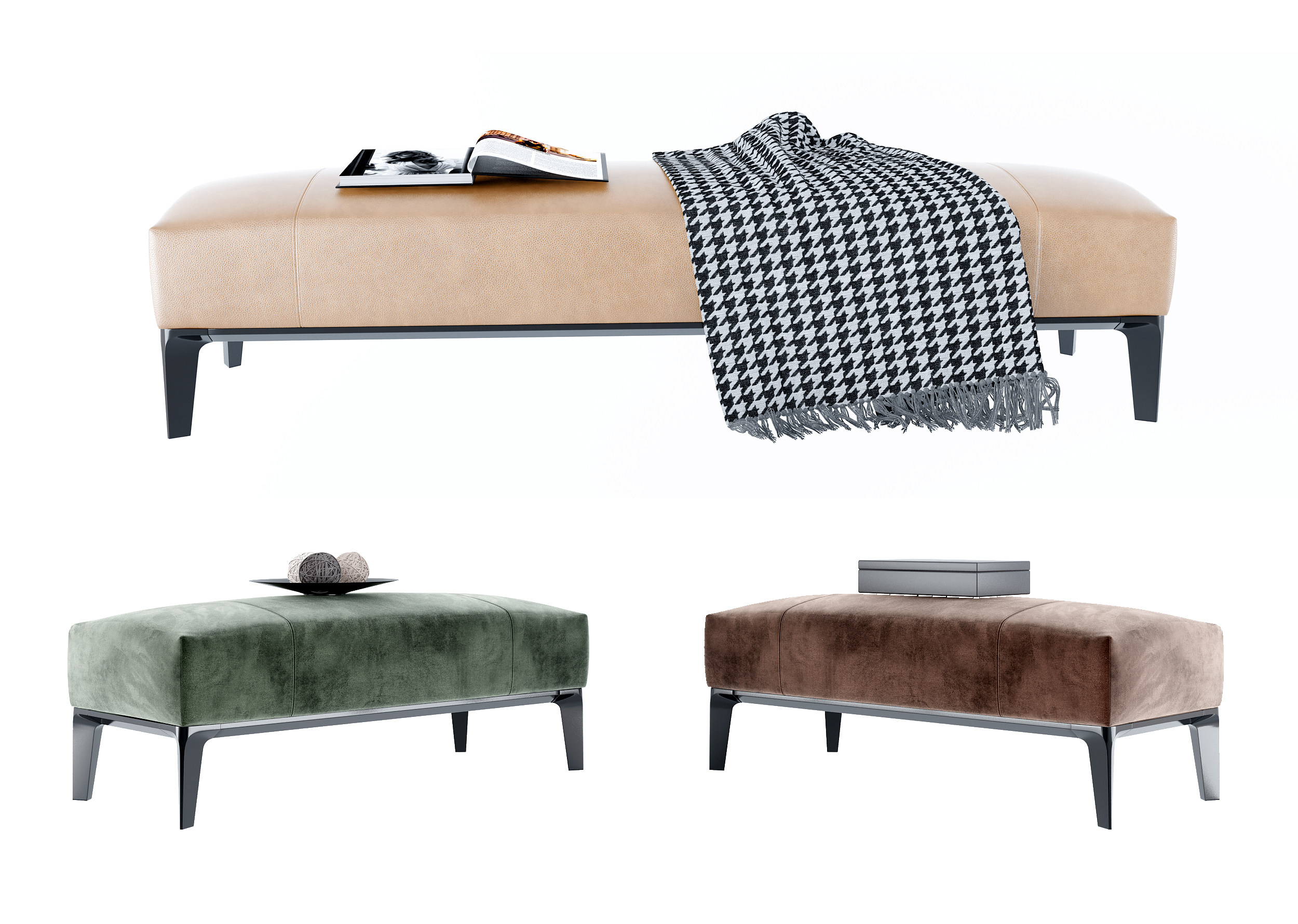 现代布艺沙发凳,布艺床尾凳3d模型下载