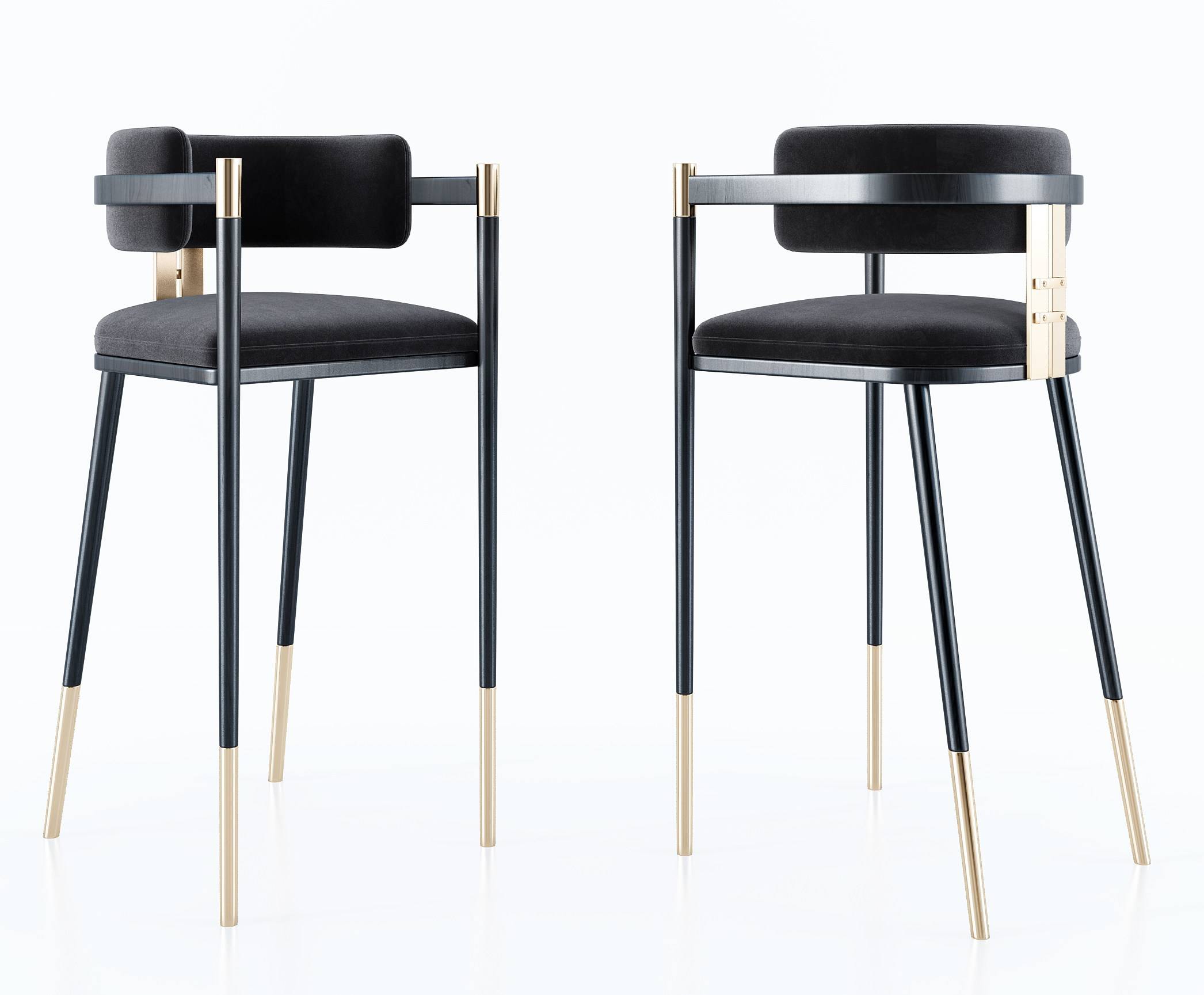 新中式布艺吧椅,高脚椅,椅子3d模型下载