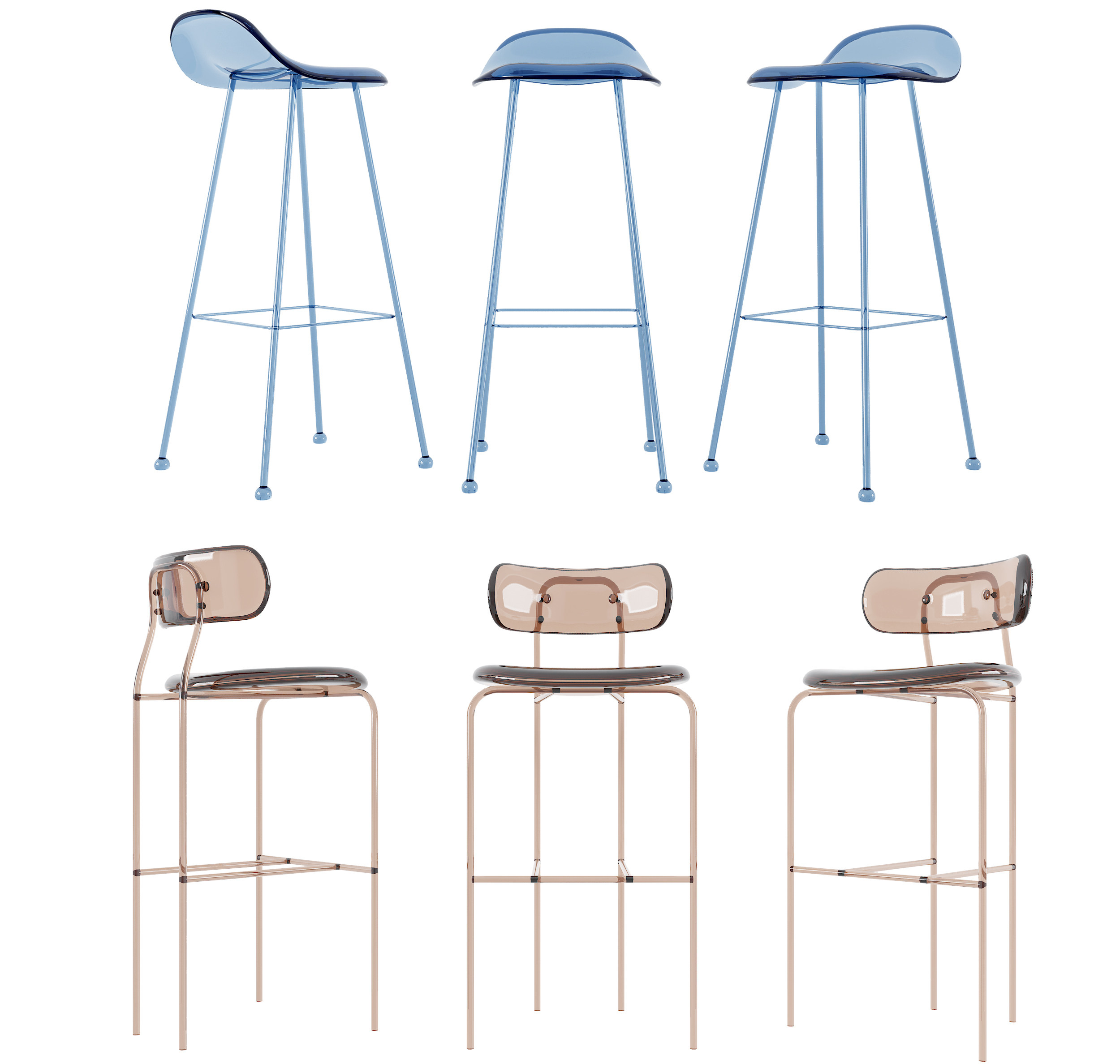现代亚克力吧台椅,高脚椅,椅子3d模型下载