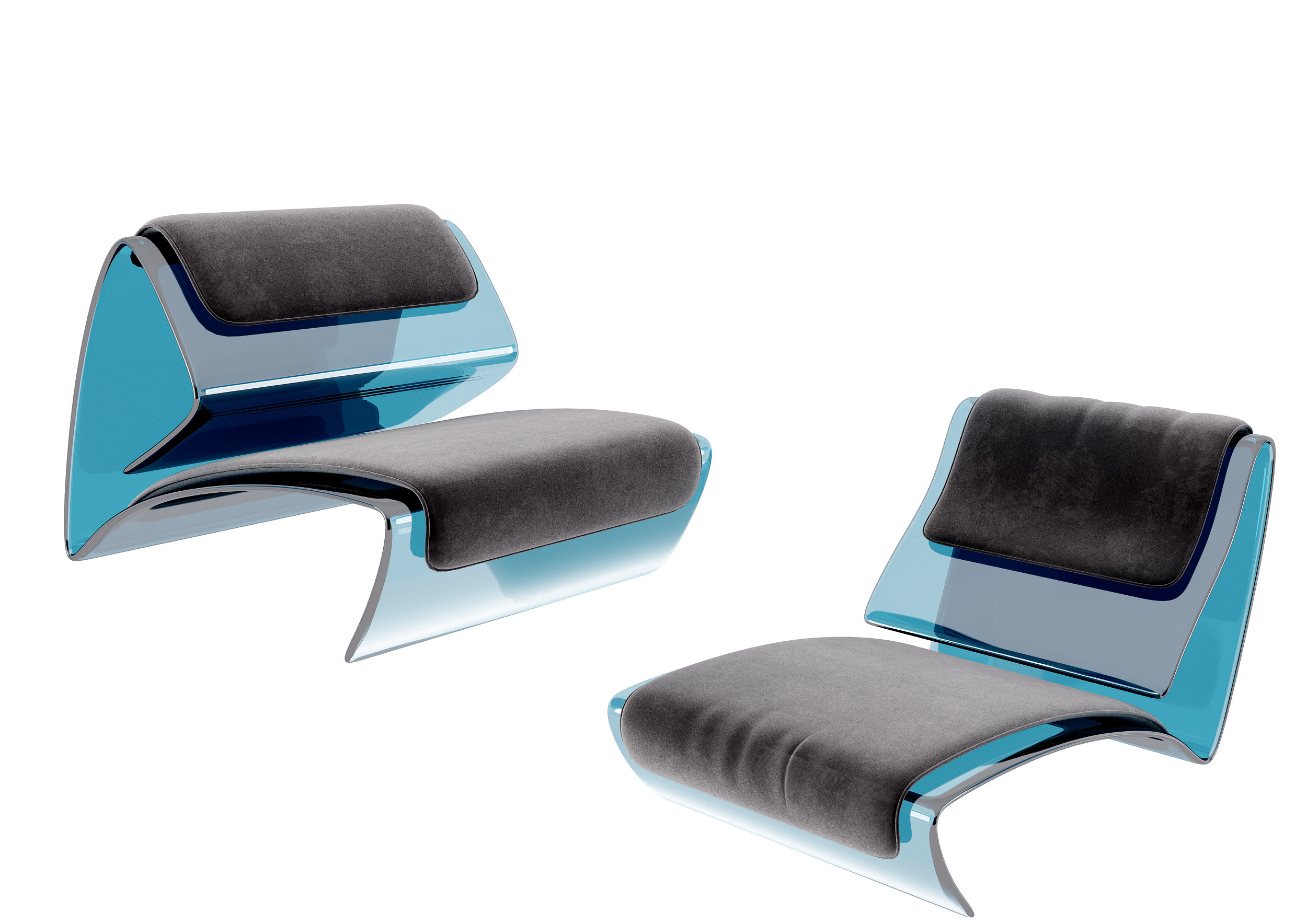 现代休闲椅躺椅组合3d模型下载