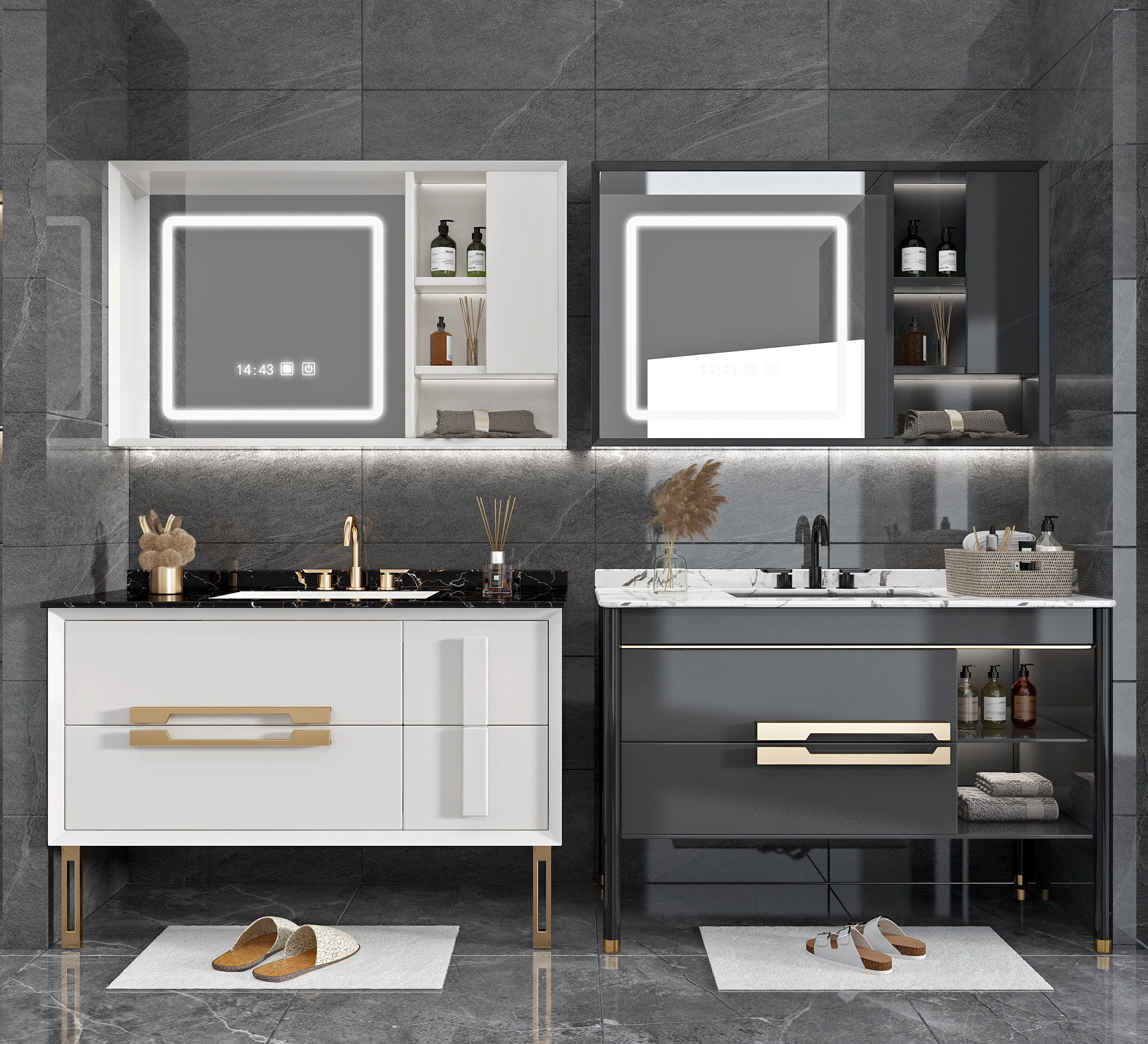 现代浴室柜洗漱用品组合,3d模型下载