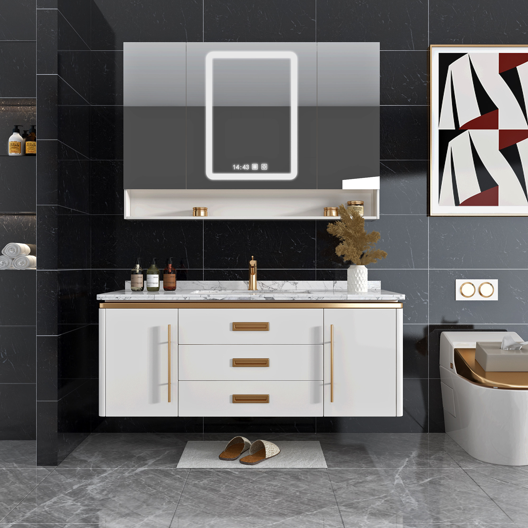 现代浴室柜,现代洗手台组合3d模型下载