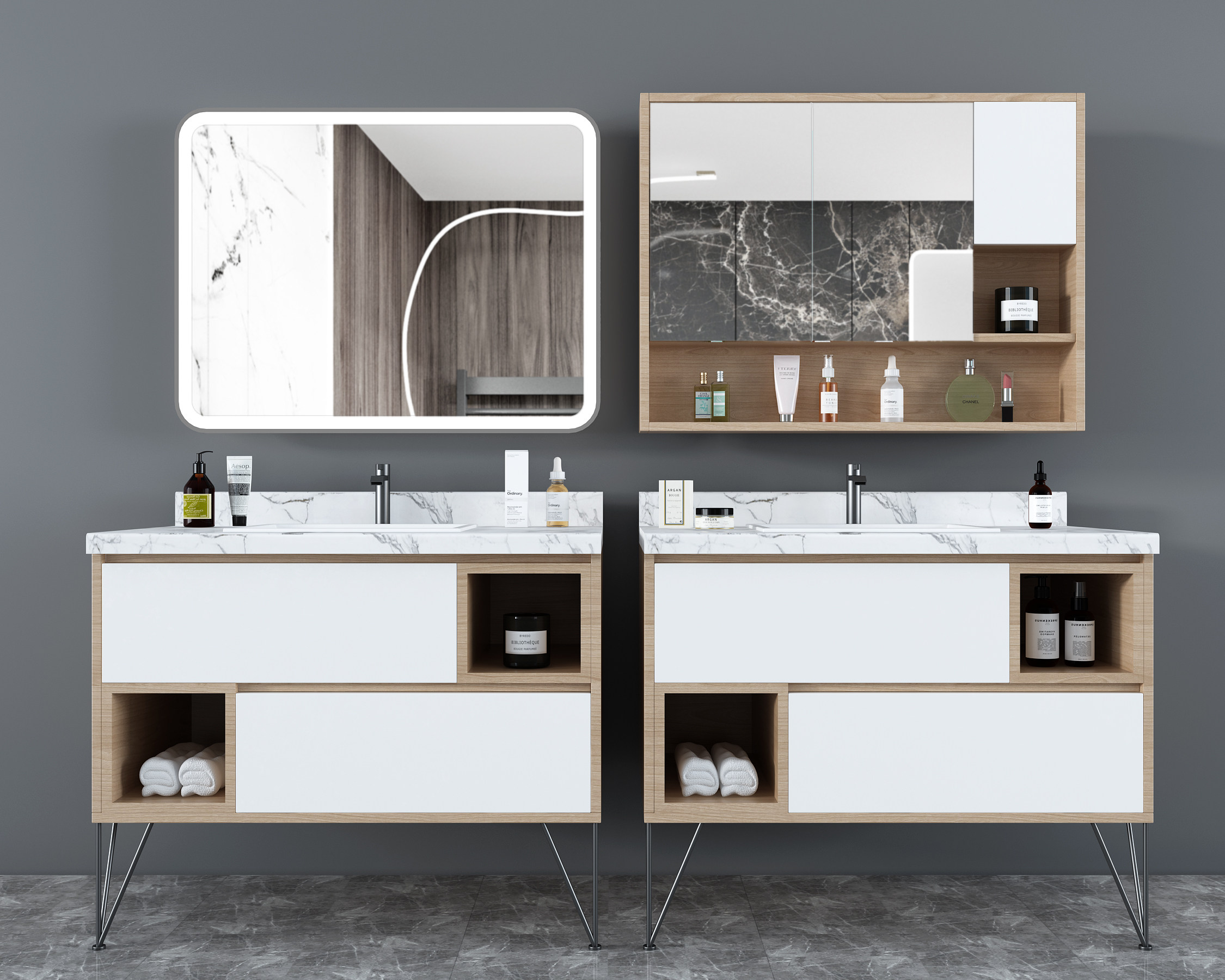 北欧卫浴柜, 浴室柜 3d模型下载