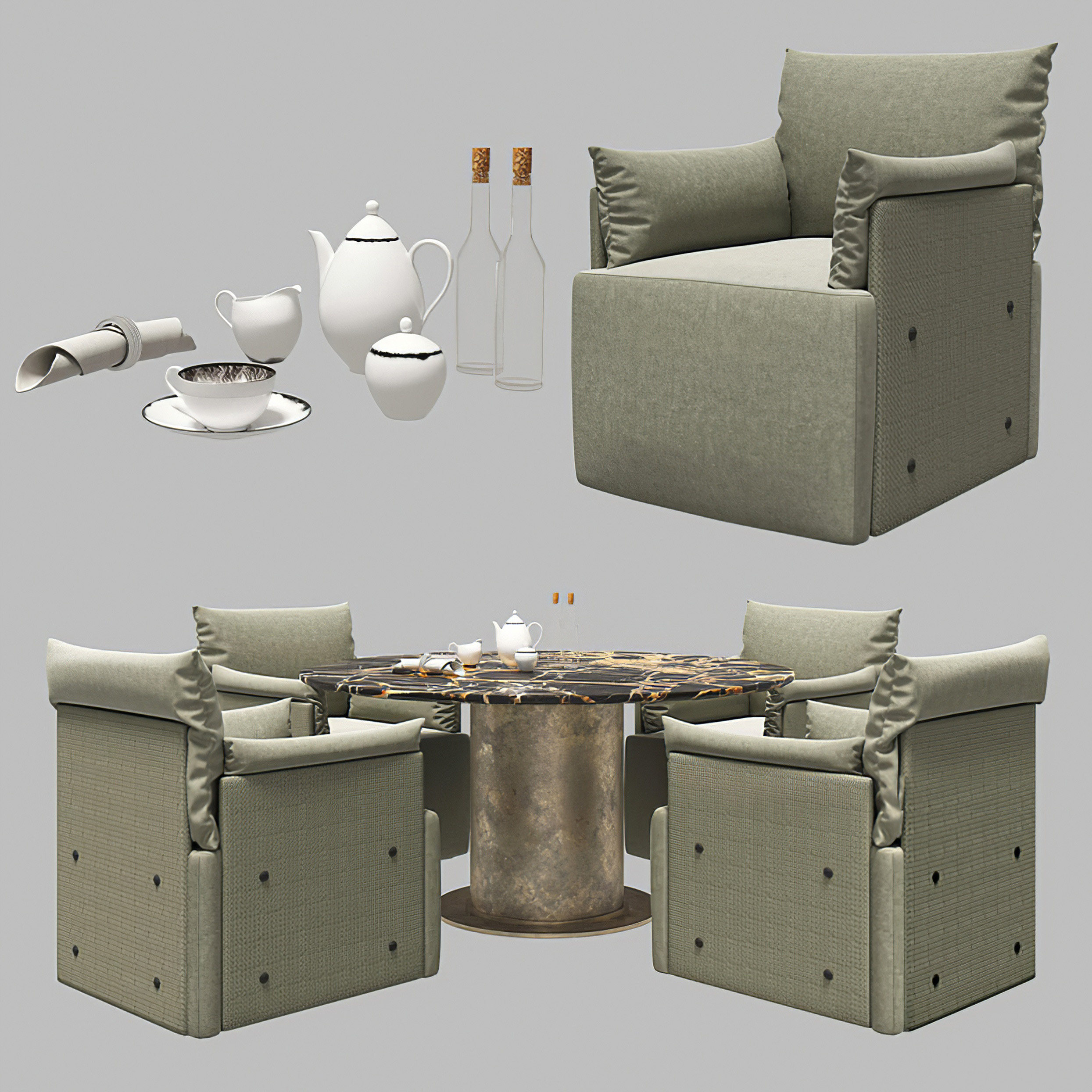 现代休闲桌椅组合3d模型下载