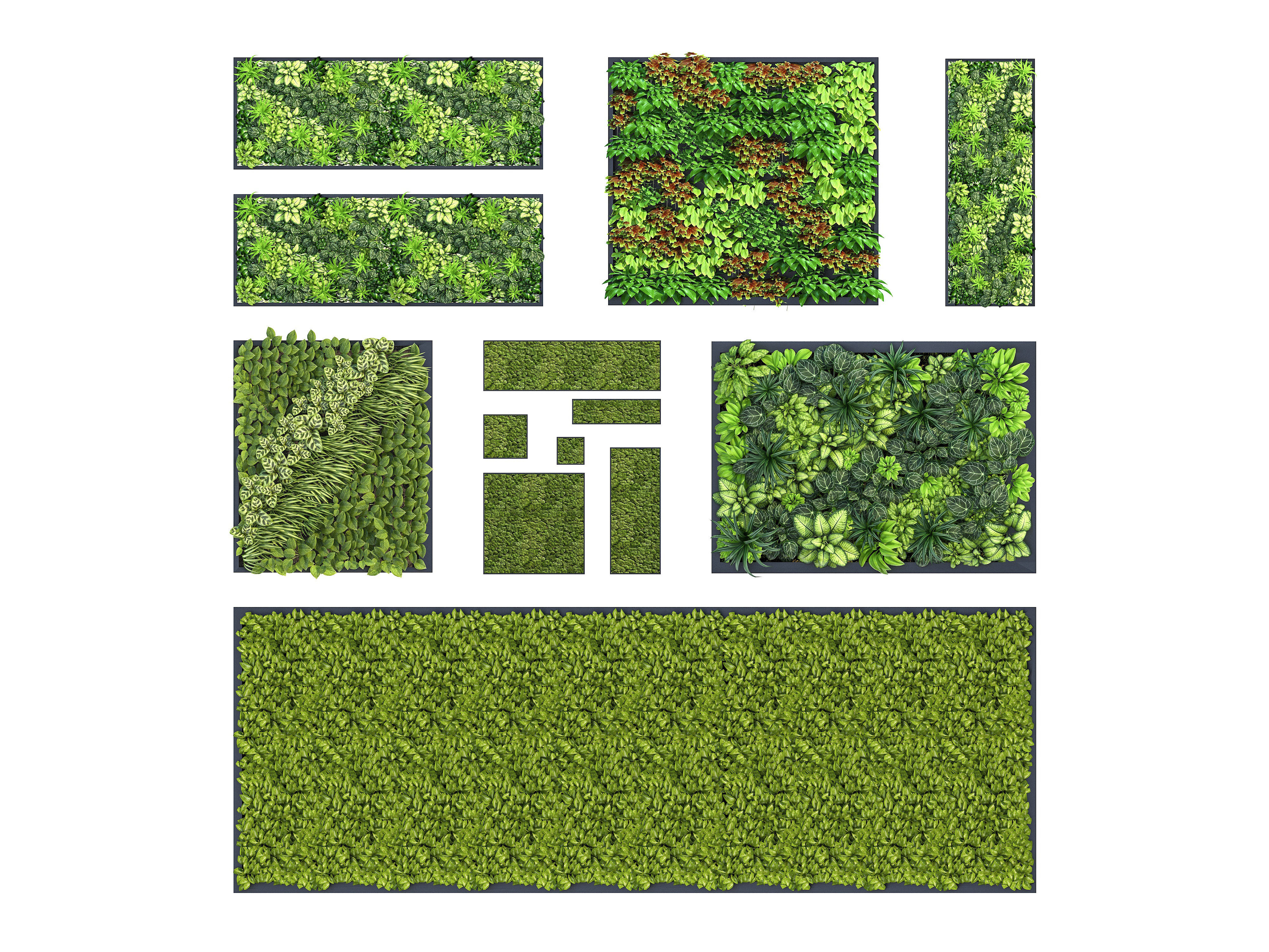 现代绿植墙3d模型下载