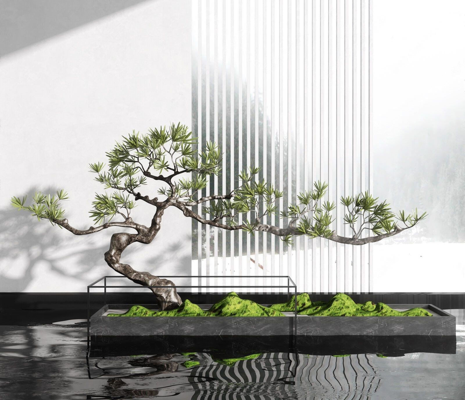 新中式景观绿植摆件3d模型下载