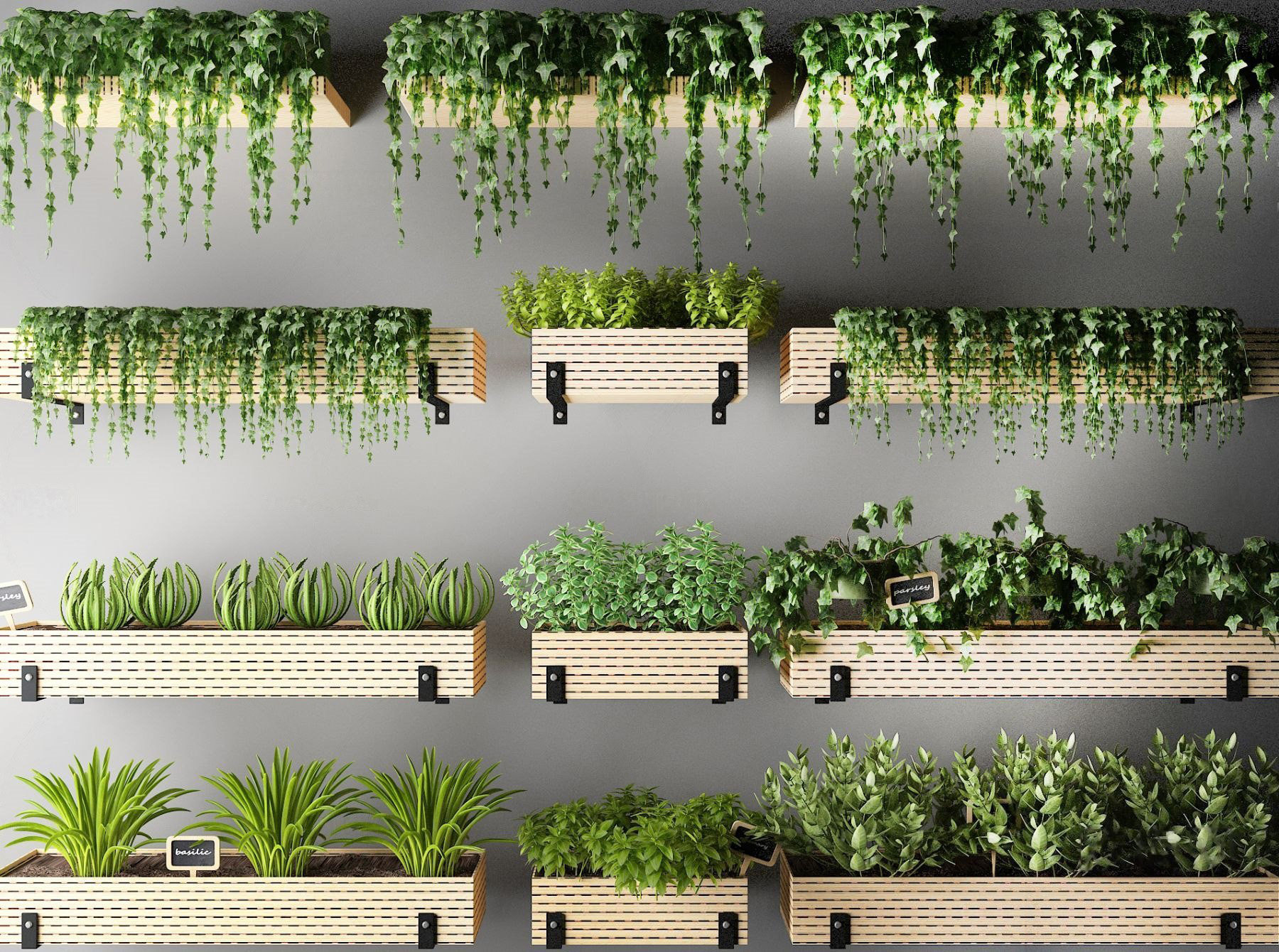 现代阳台植物3d模型下载