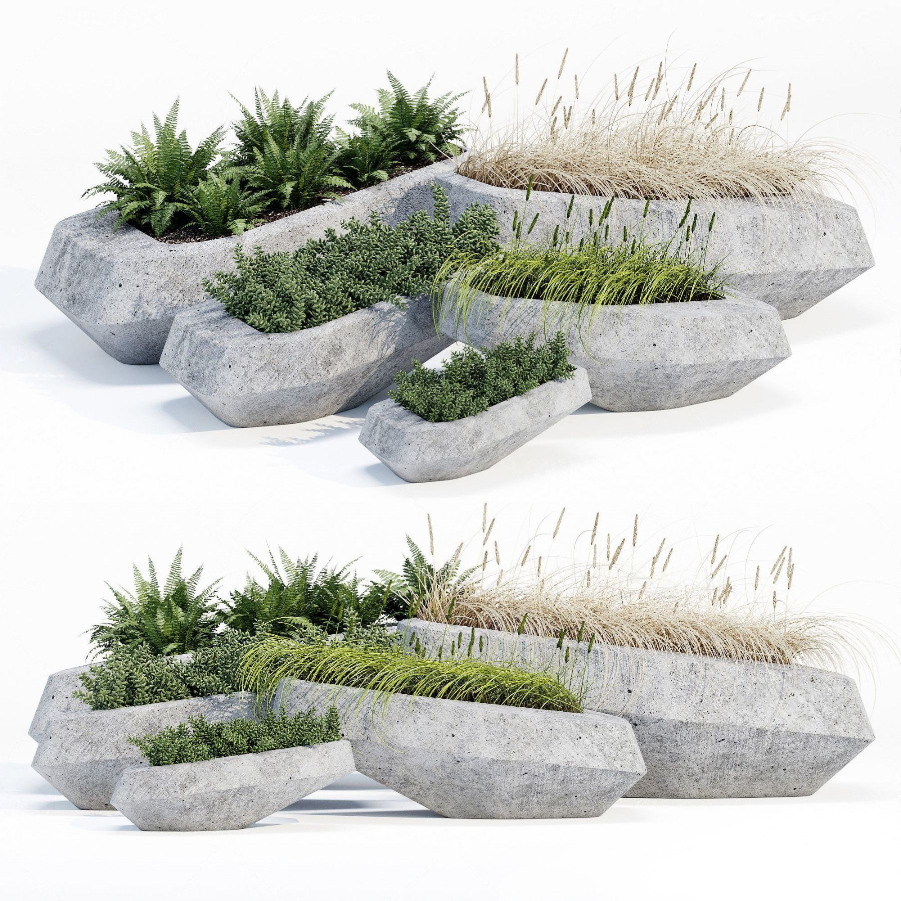 现代户外花池花槽绿植盆栽3d模型下载