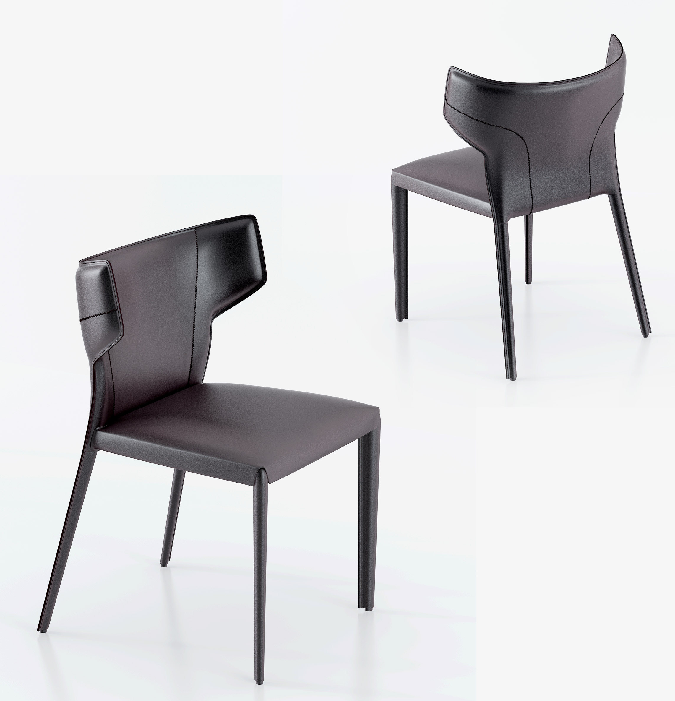 现代皮革单椅，餐椅,椅子3d模型下载