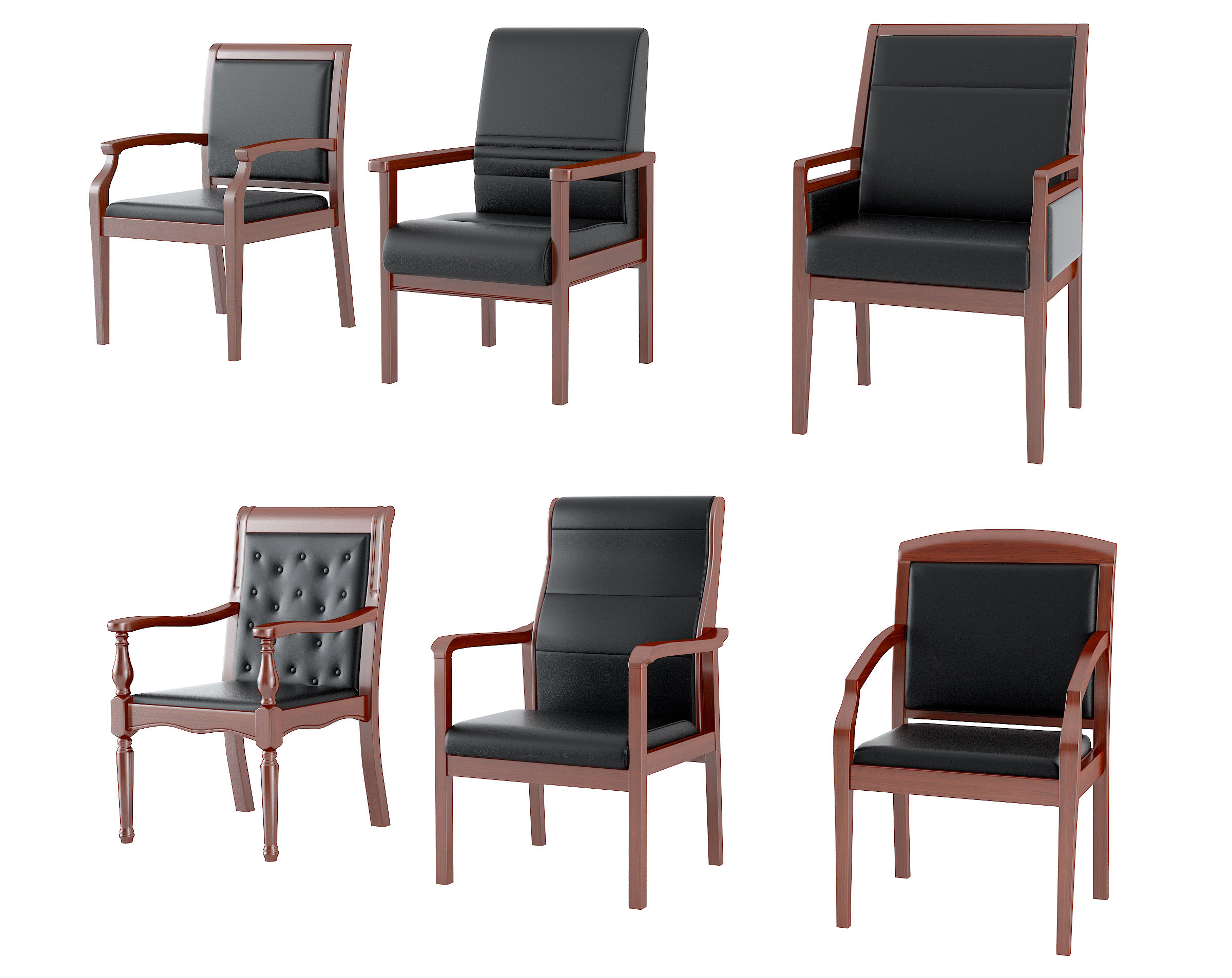 现代政府机关国企皮革培训椅会议椅,椅子 3d模型下载