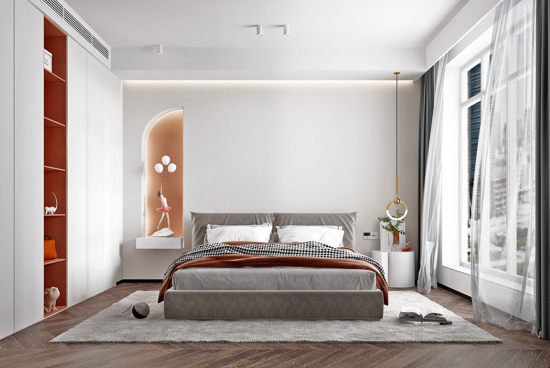 北欧现代卧室3d模型下载
