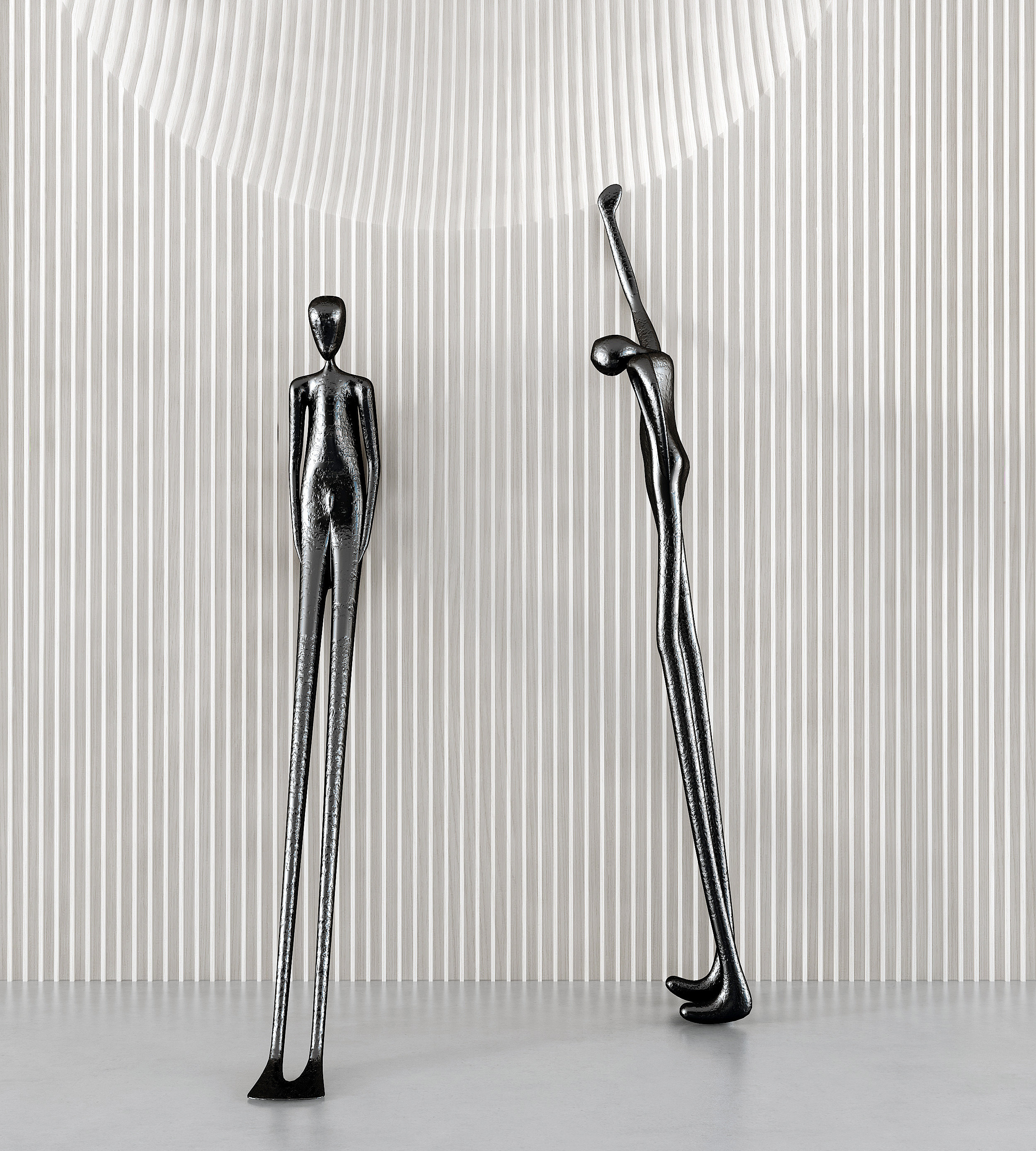 现代金属抽象人物雕塑摆件3d模型下载