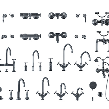 现代欧式水龙头,水管开关,3d模型下载