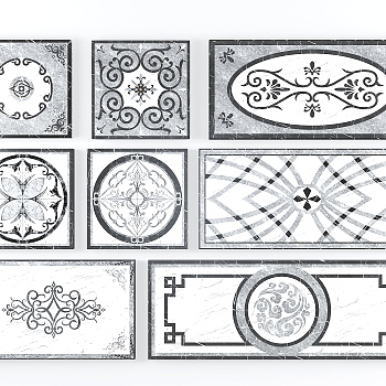 新中式欧式大理石地面拼花,瓷砖,3d模型下载