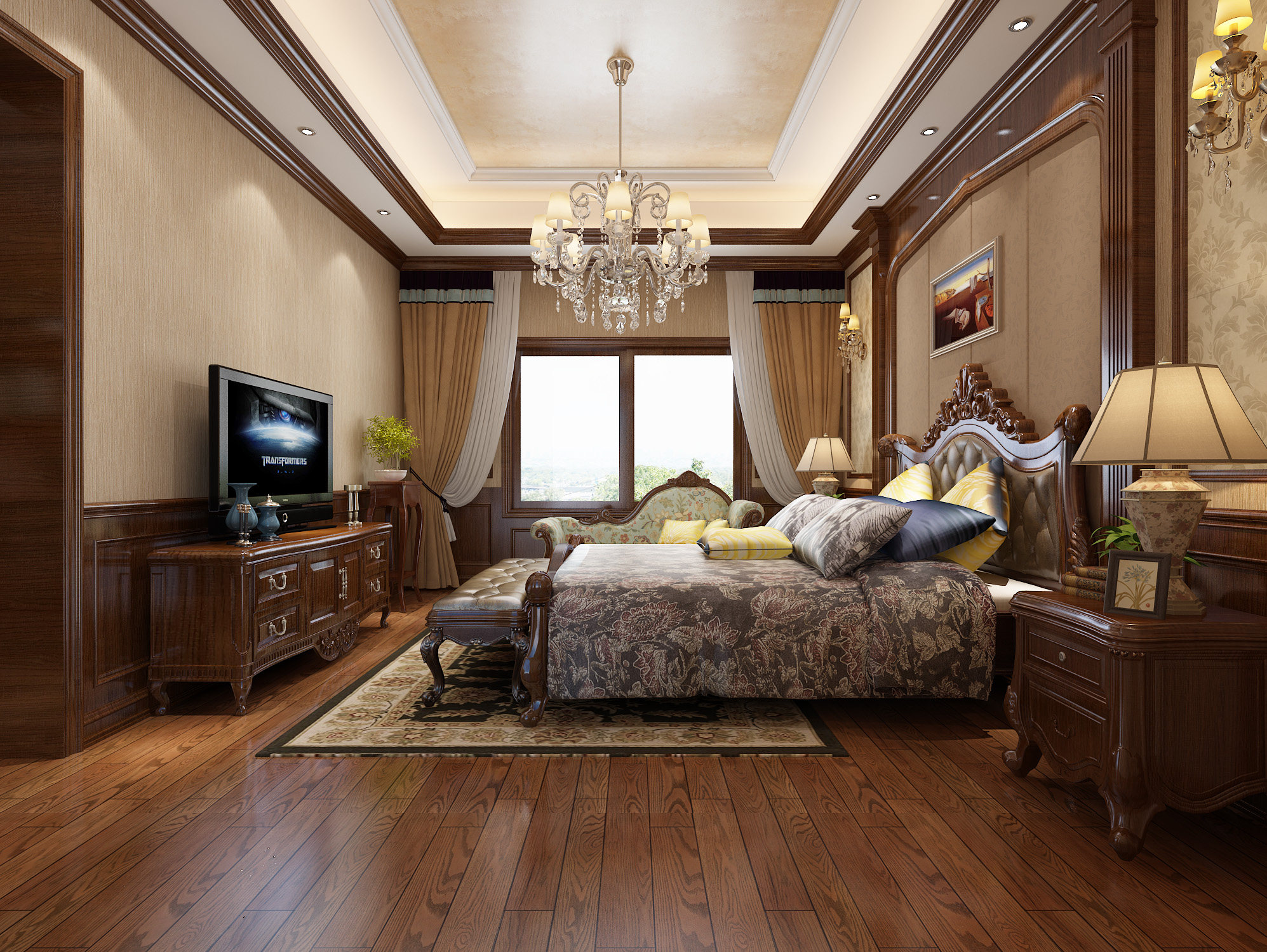 美式卧室，书房3d模型下载