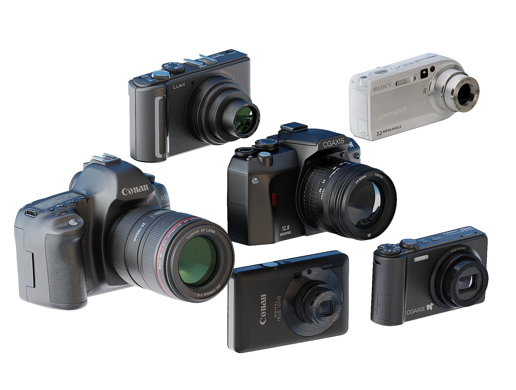 现代相机组合3d模型下载