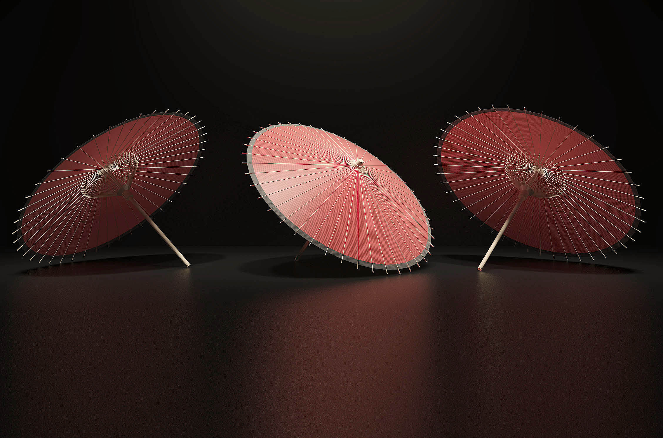 中式伞,油纸伞3d模型下载
