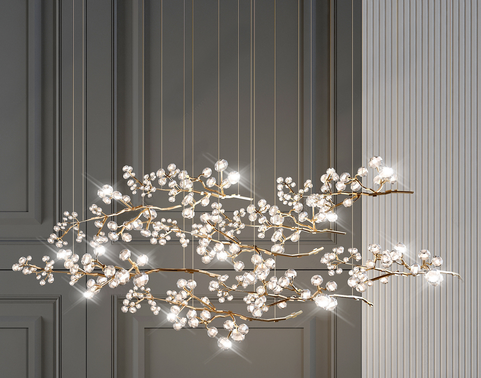 现代异形树枝水晶灯,水晶吊灯,艺术灯3d模型下载
