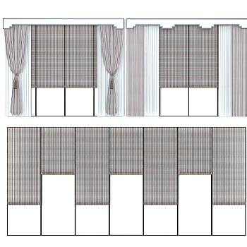 新中式窗帘3d模型下载