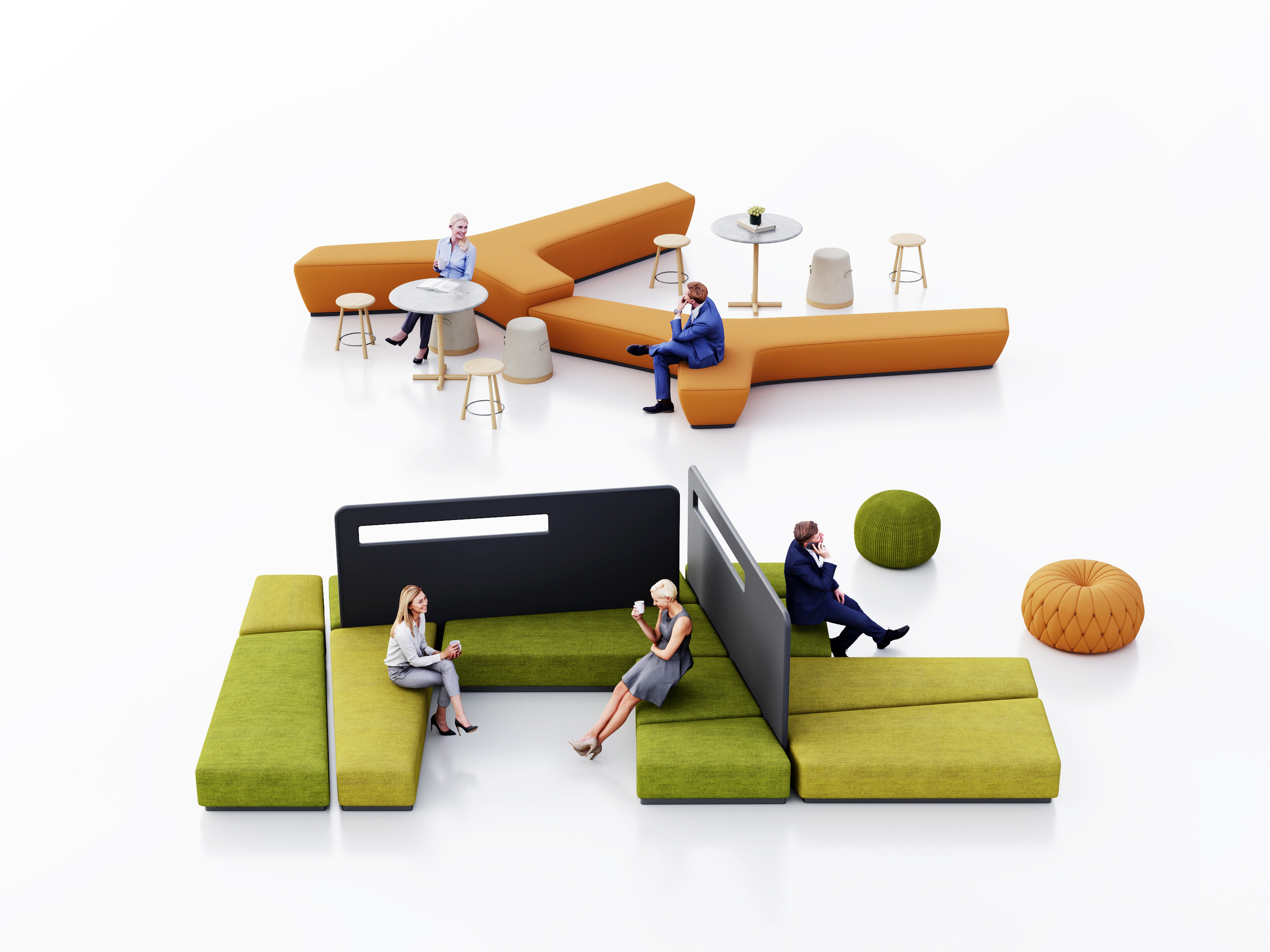 现代办公等候区沙发3d模型下载