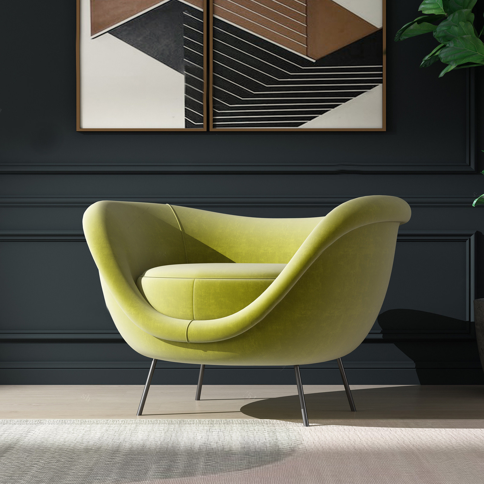 现代极简沙发椅3d模型下载