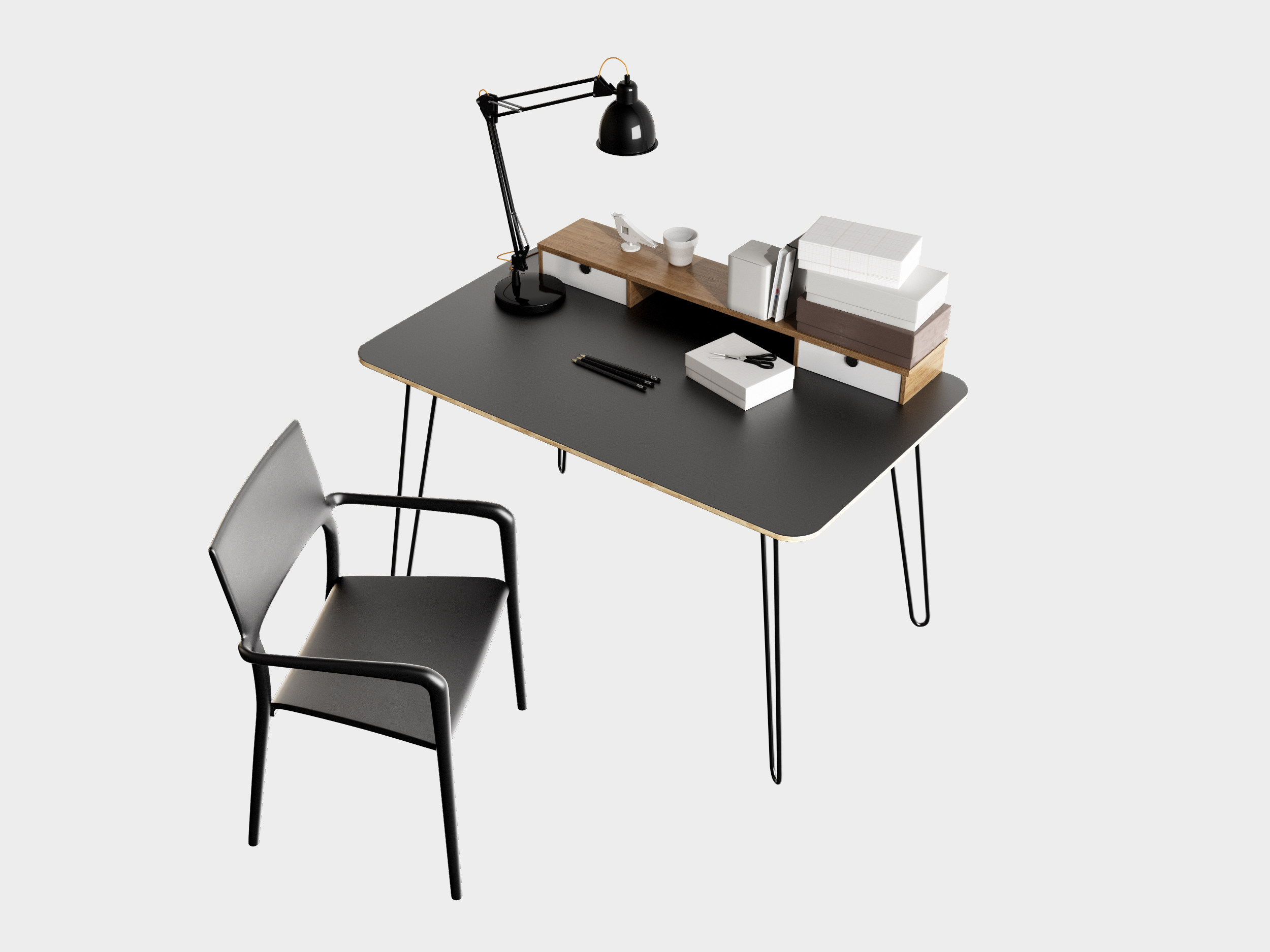 现代书桌椅3d模型下载