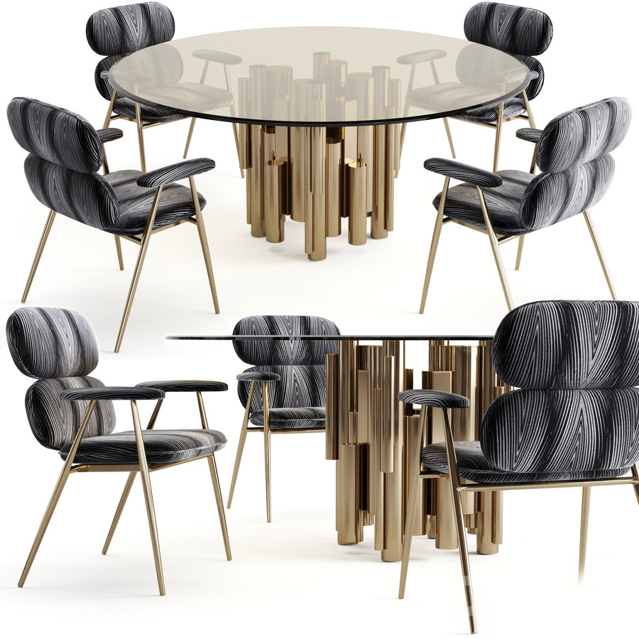 意大利_现代餐桌椅3d模型下载