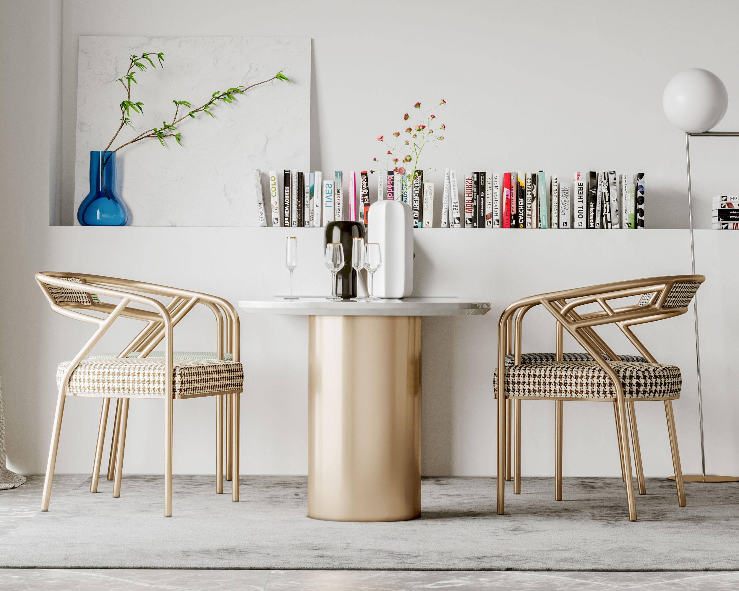 北欧轻奢餐桌椅组合3d模型下载