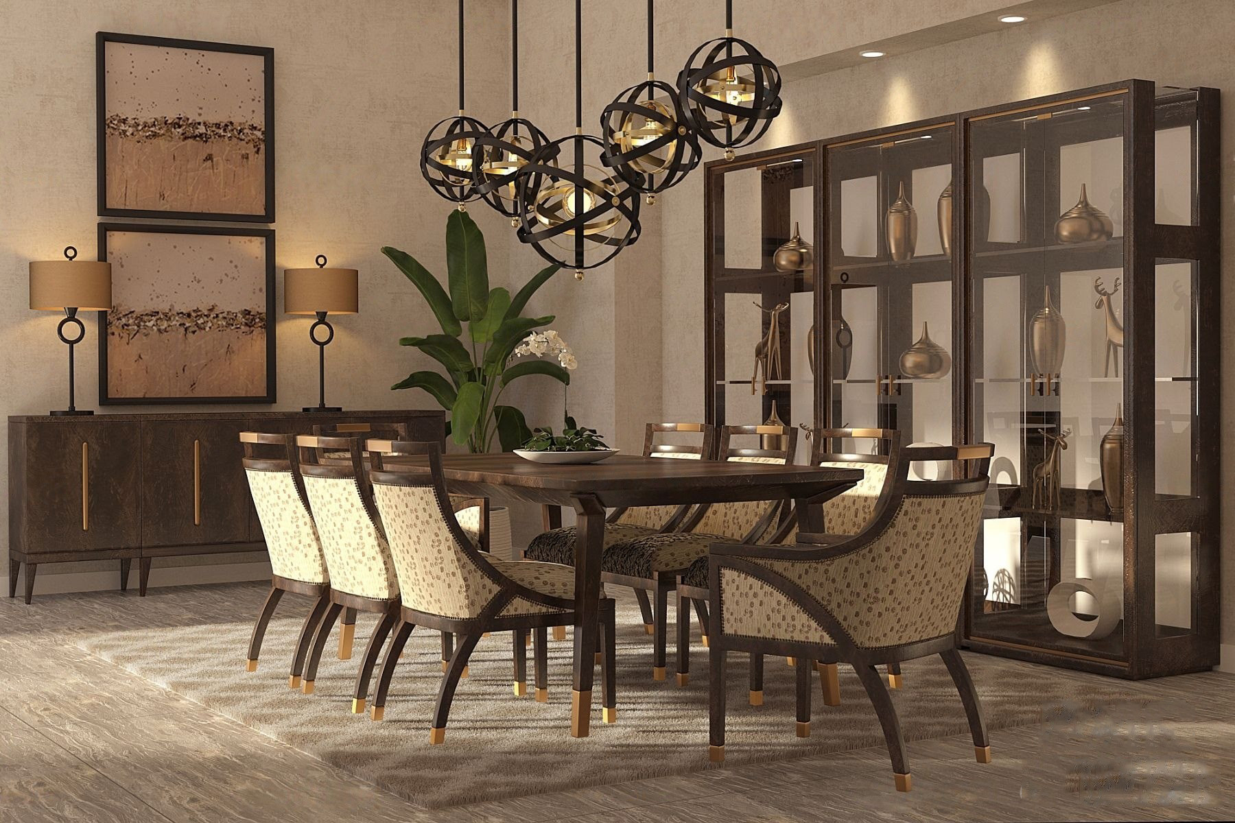 美国Carsonhome品牌 美式实木餐桌椅3d模型下载