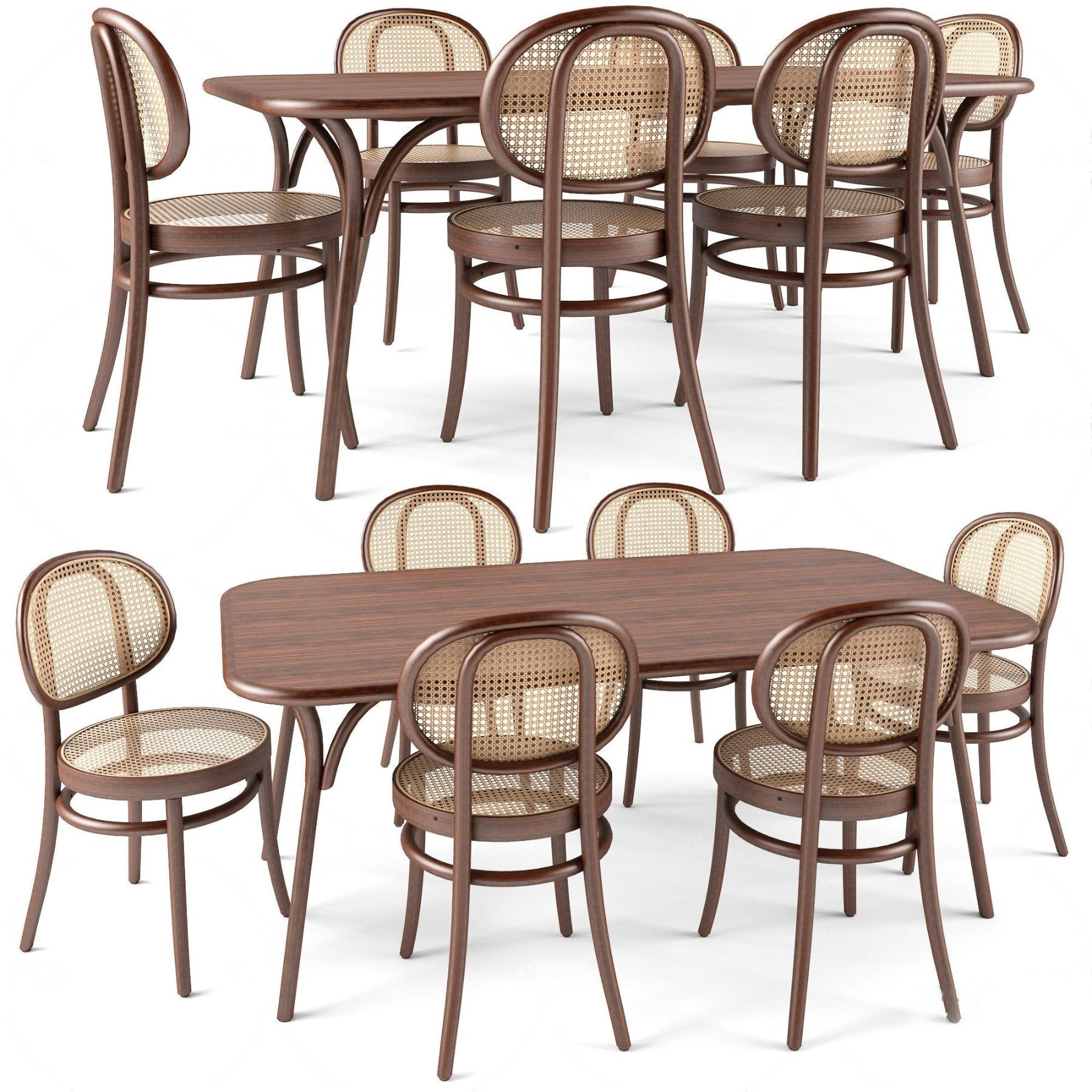 现代实木餐桌椅3d模型下载
