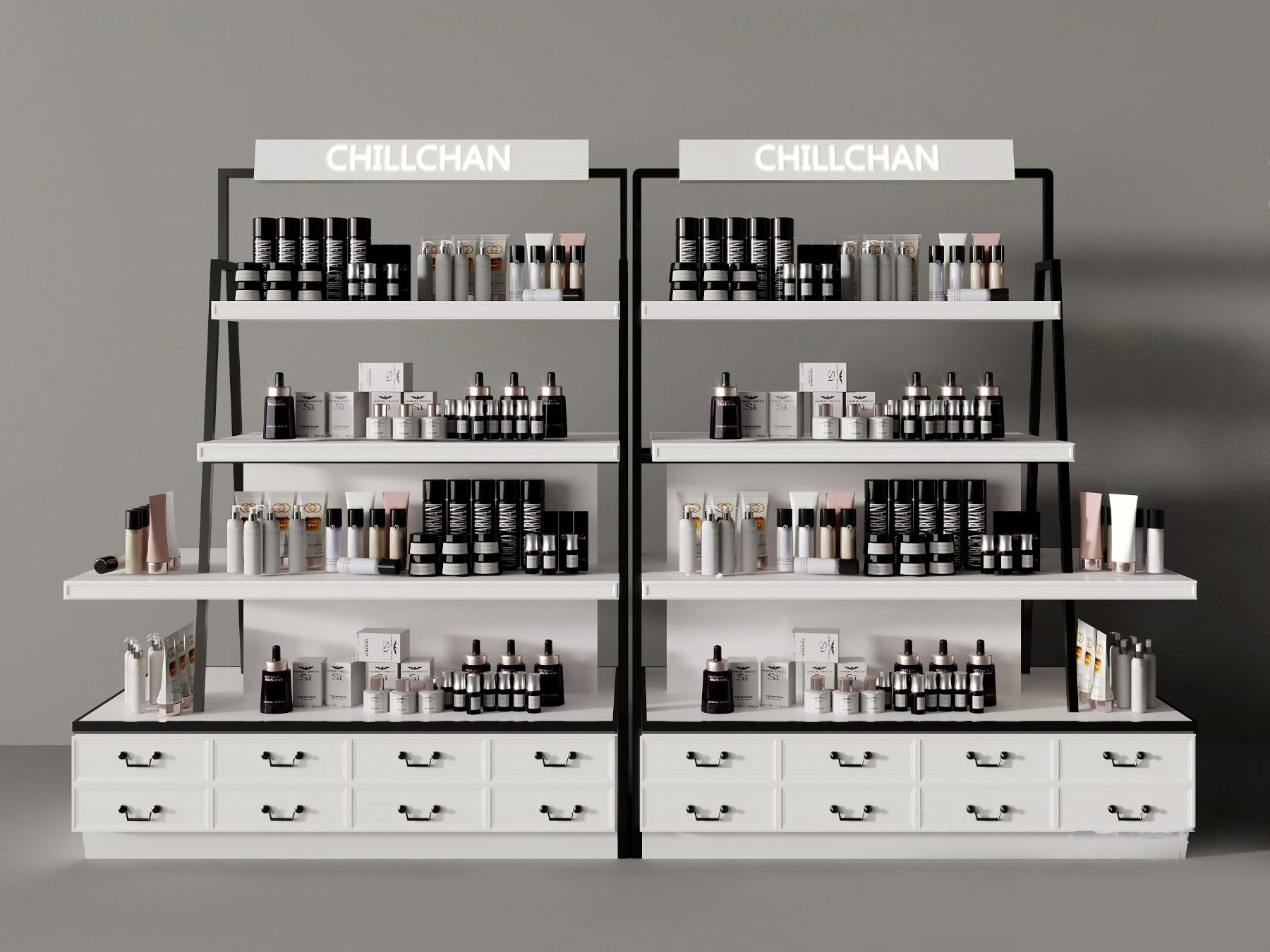 现代化妆品展柜3d模型下载