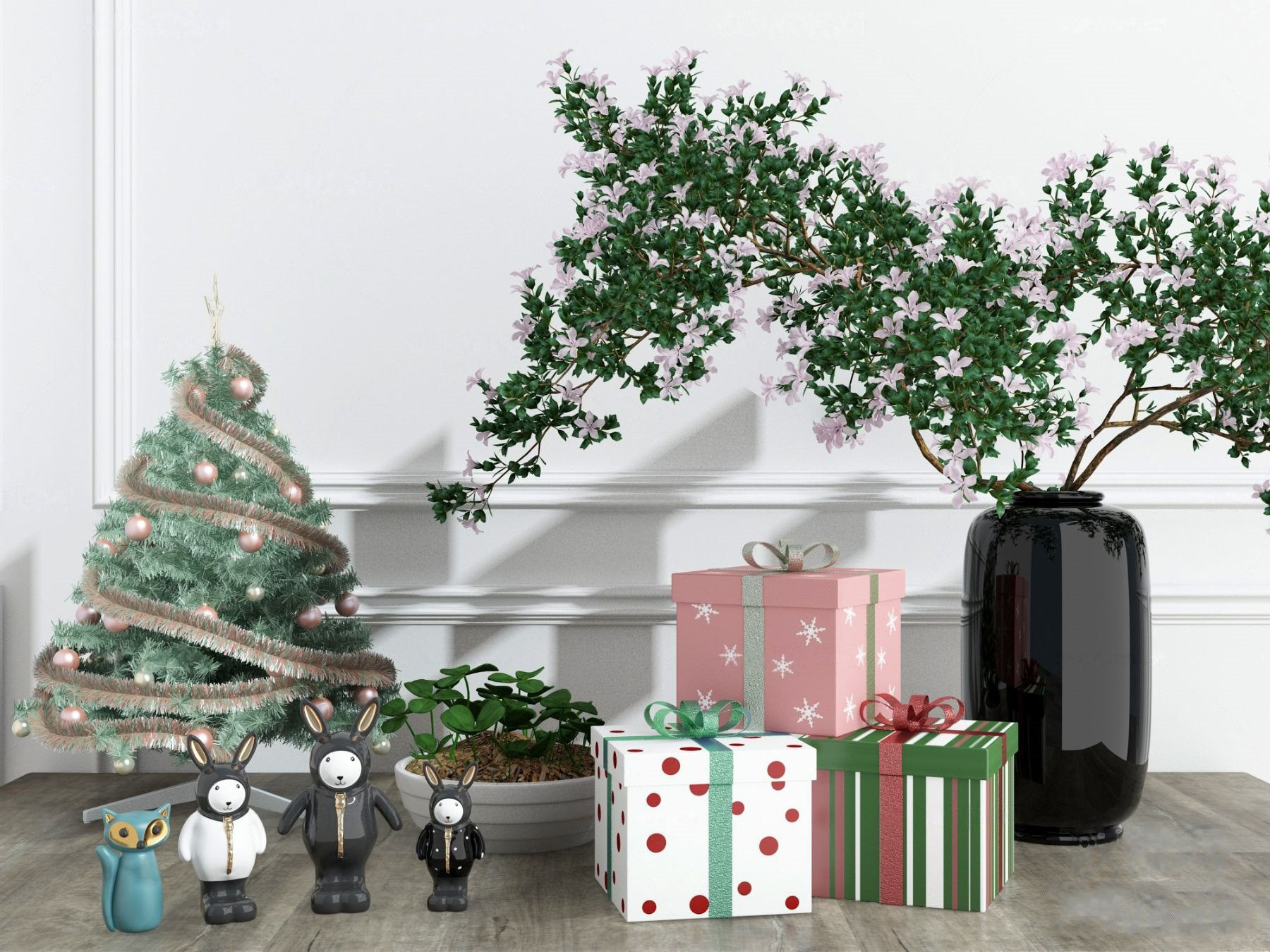 北欧圣诞树礼盒摆件3d模型下载